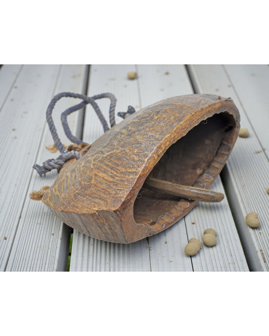 Antique Wooden Animals Cow Bell Original Old Hand Carved