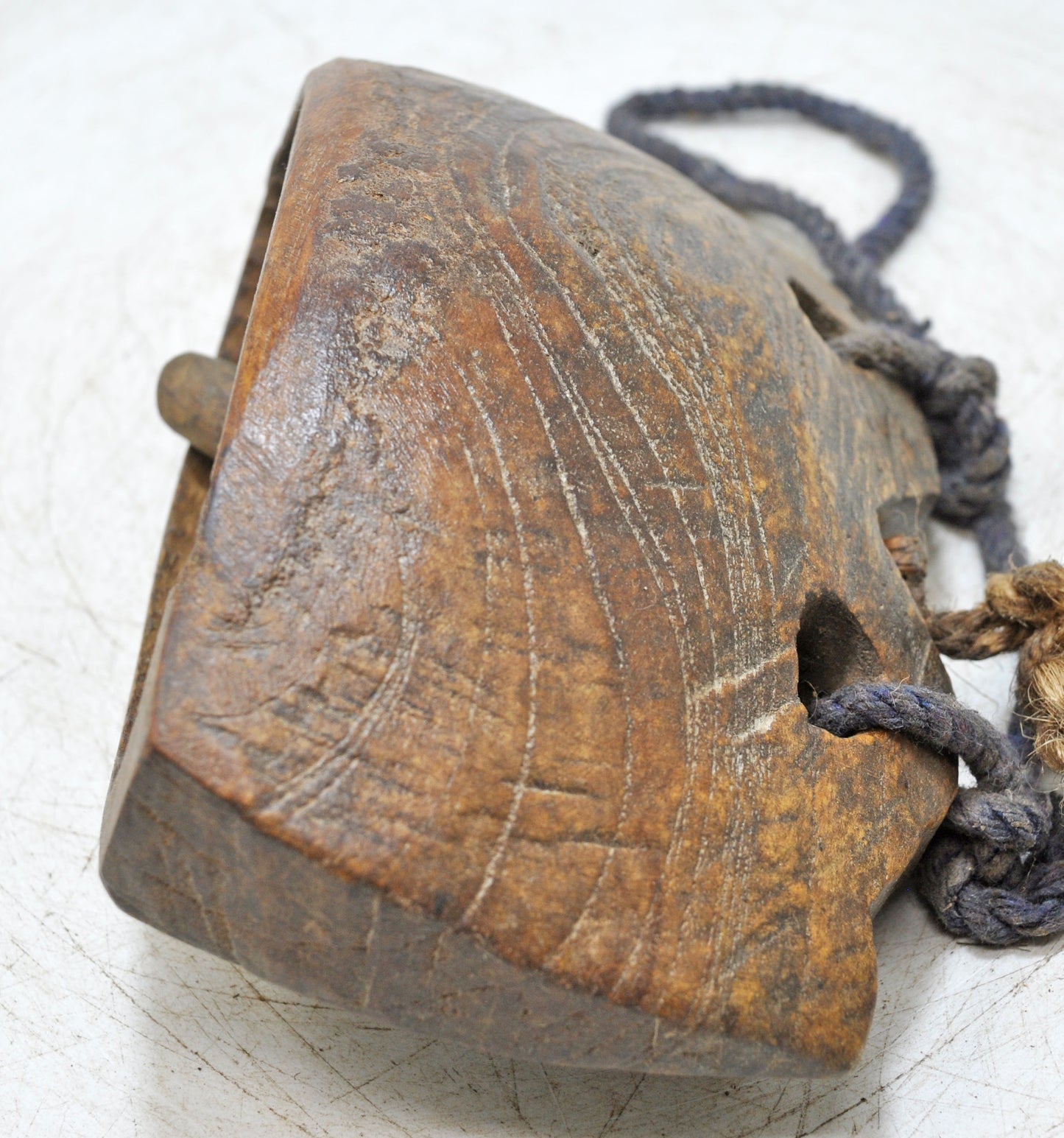 Antique Wooden Animals Cow Bell Original Old Hand Carved
