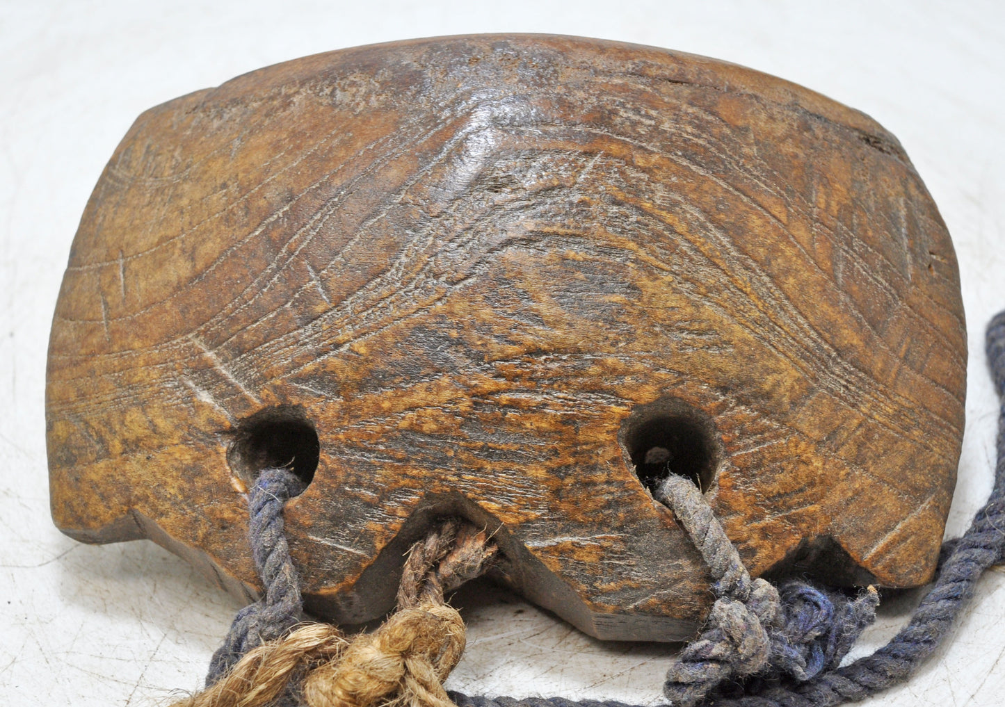 Antique Wooden Animals Cow Bell Original Old Hand Carved