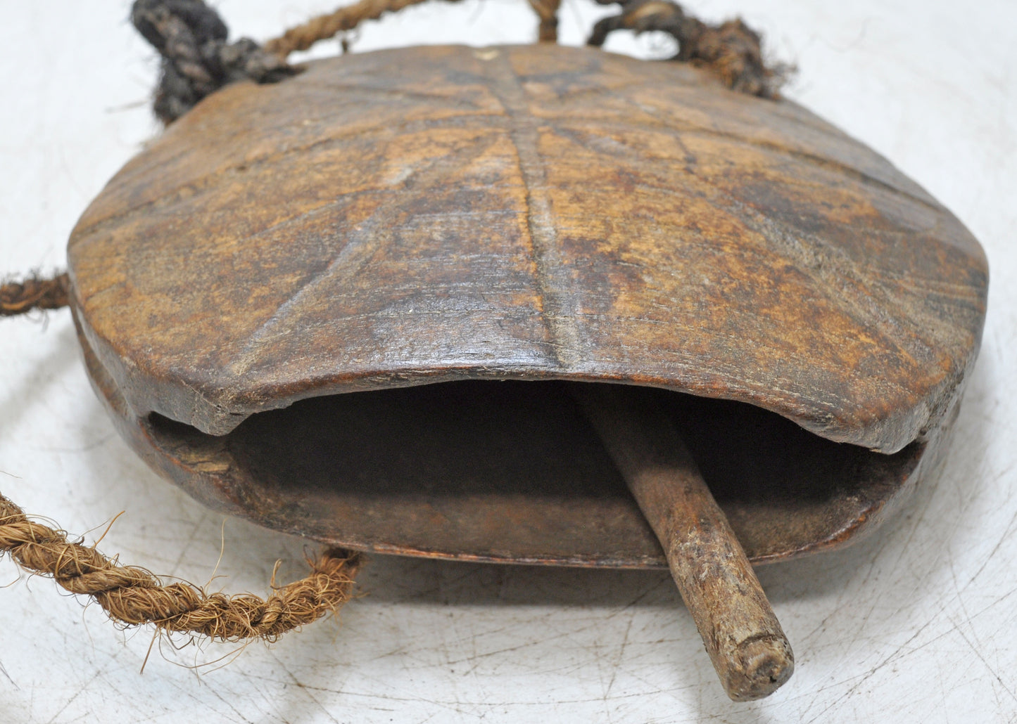 Antique Wooden Animals Cow Bell Original Old Hand Carved