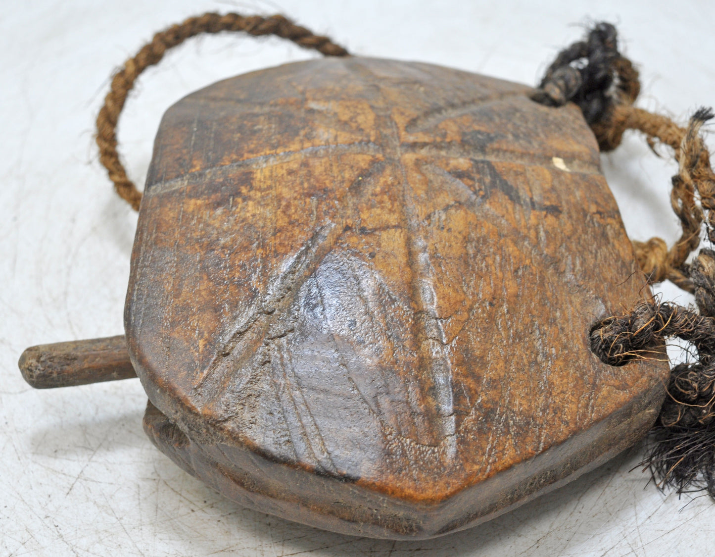 Antique Wooden Animals Cow Bell Original Old Hand Carved