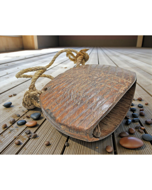 Antique Wooden Animals Cow Bell Original Old Hand Carved