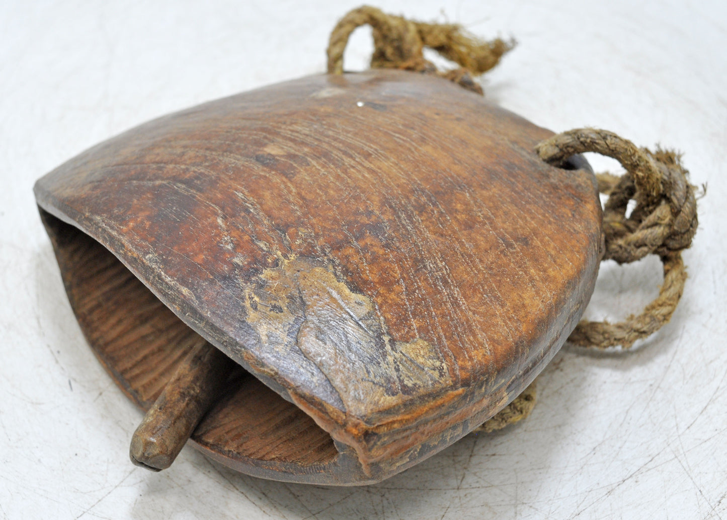 Antique Wooden Animals Cow Bell Original Old Hand Carved