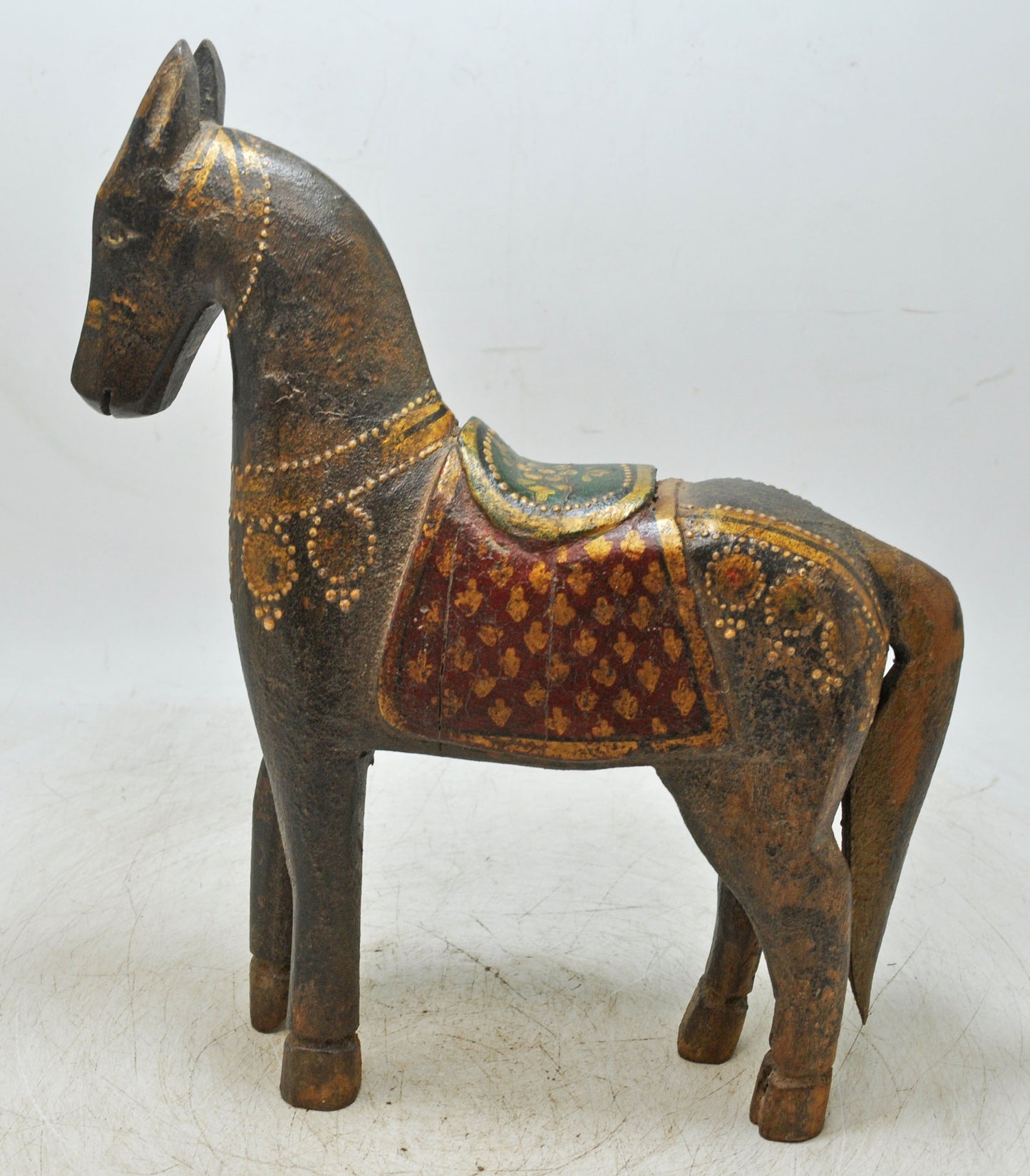 Hand Carved Wooden Horse Figurine Fine Hand Painted Rustic