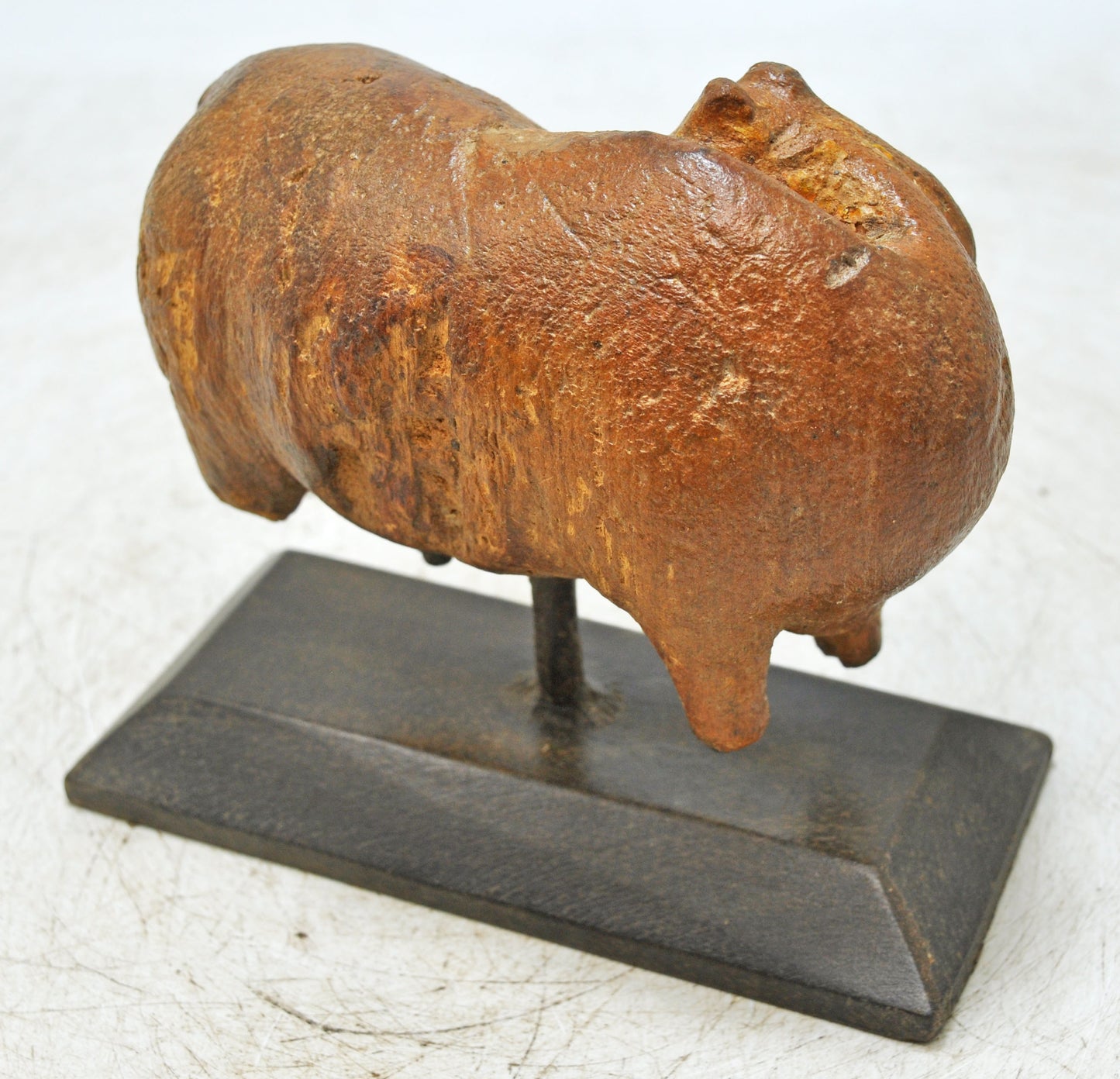 Antique Wooden Cow Figurine Original Old Hand Carved Rustic Painted