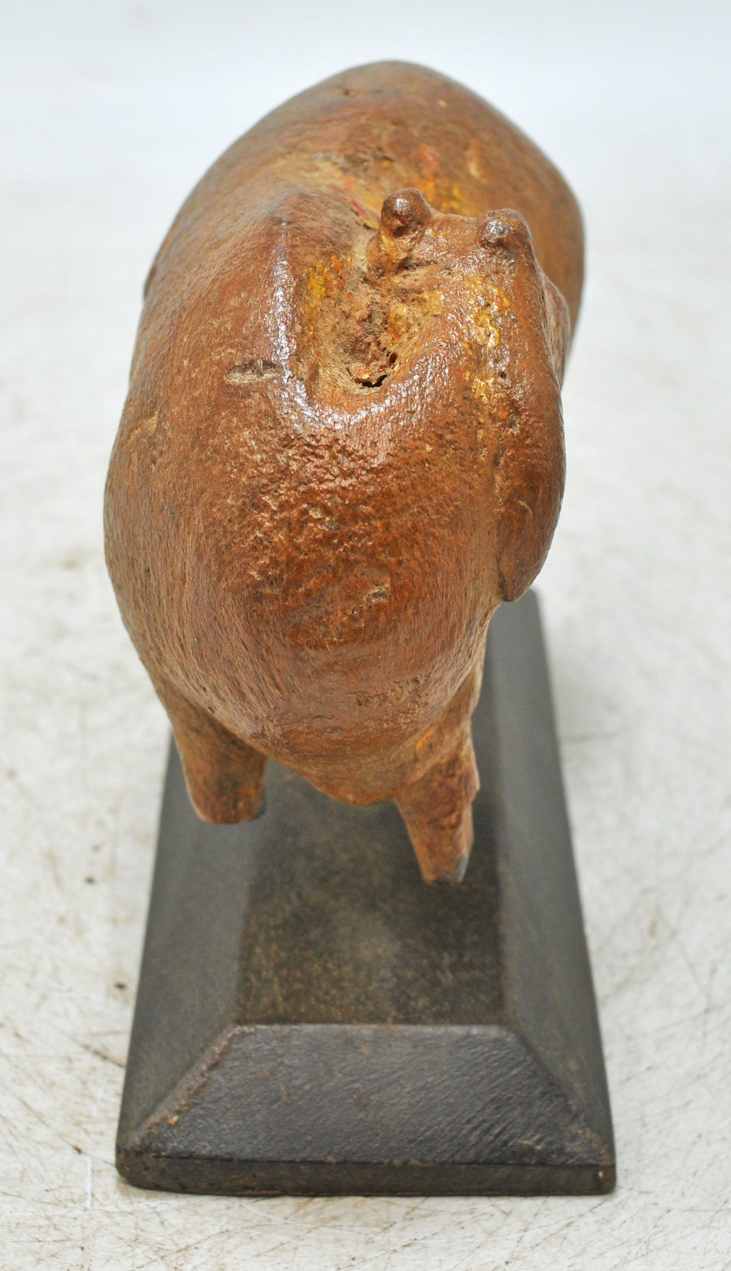 Antique Wooden Cow Figurine Original Old Hand Carved Rustic Painted