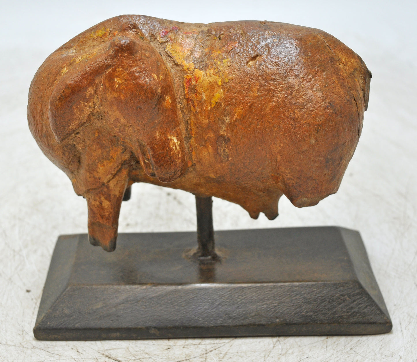 Antique Wooden Cow Figurine Original Old Hand Carved Rustic Painted