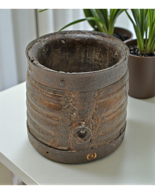 Antique Wooden Grain Measurement Paili Pot Original Old Fine Hand Carved
