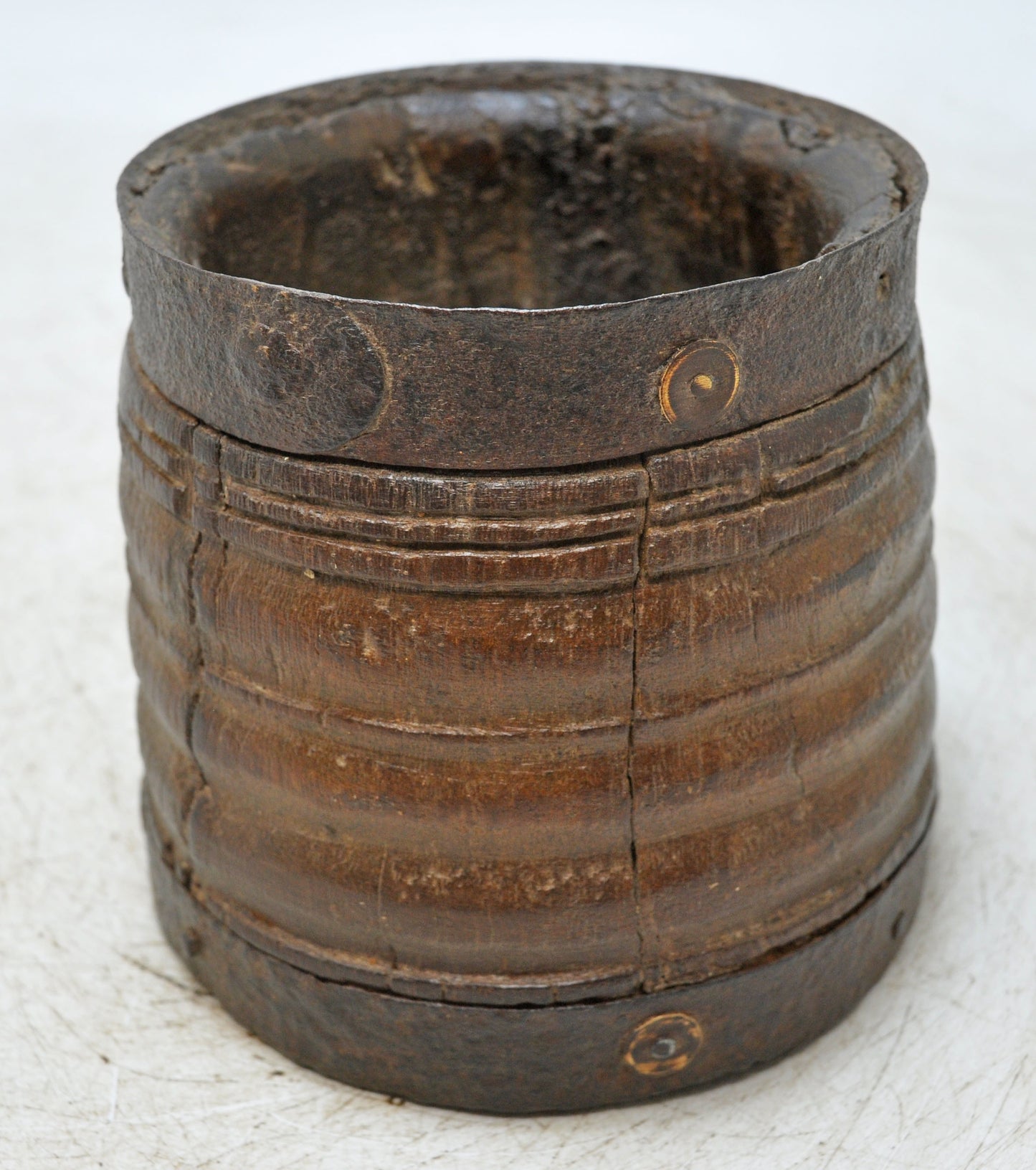 Antique Wooden Grain Measurement Paili Pot Original Old Fine Hand Carved