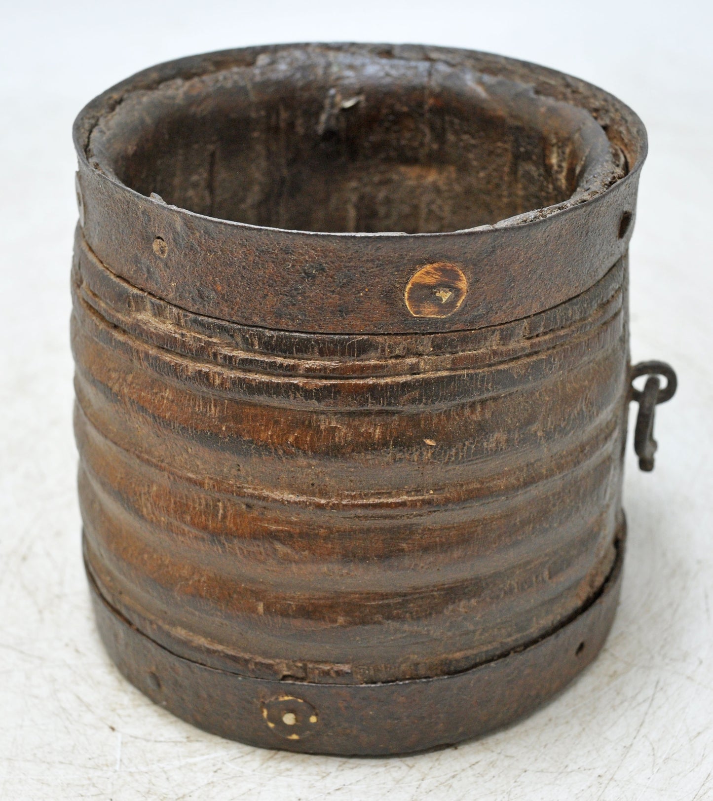 Antique Wooden Grain Measurement Paili Pot Original Old Fine Hand Carved