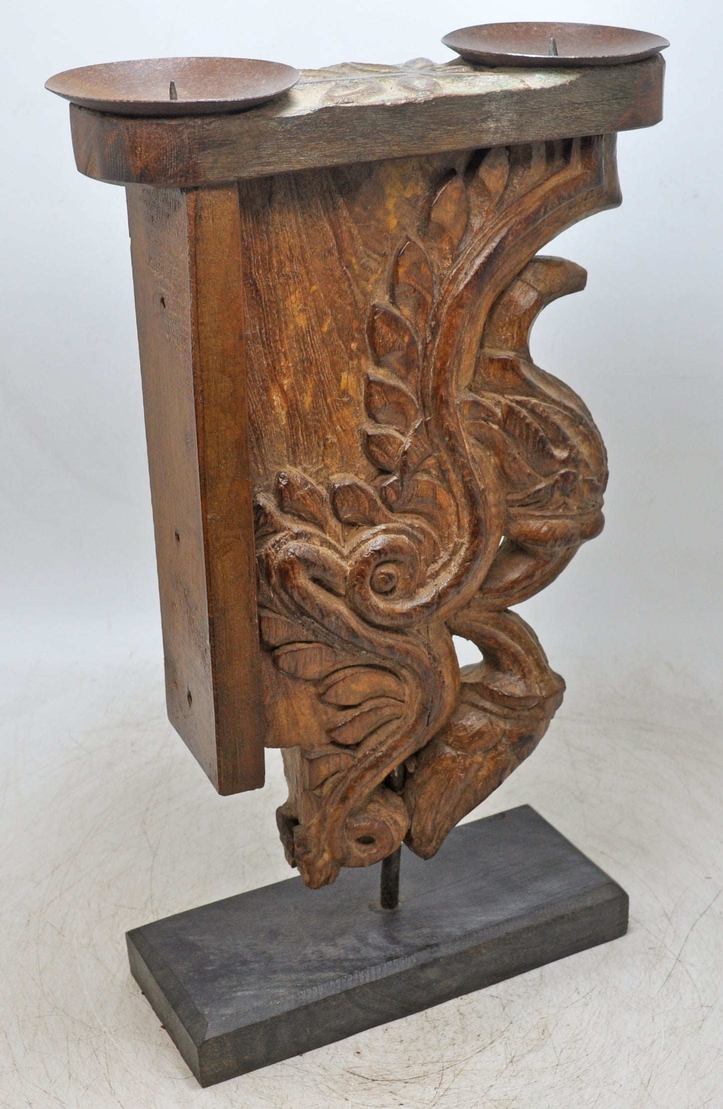 Antique Wooden Bracket Carving Candle Holder Original Old Hand Carved