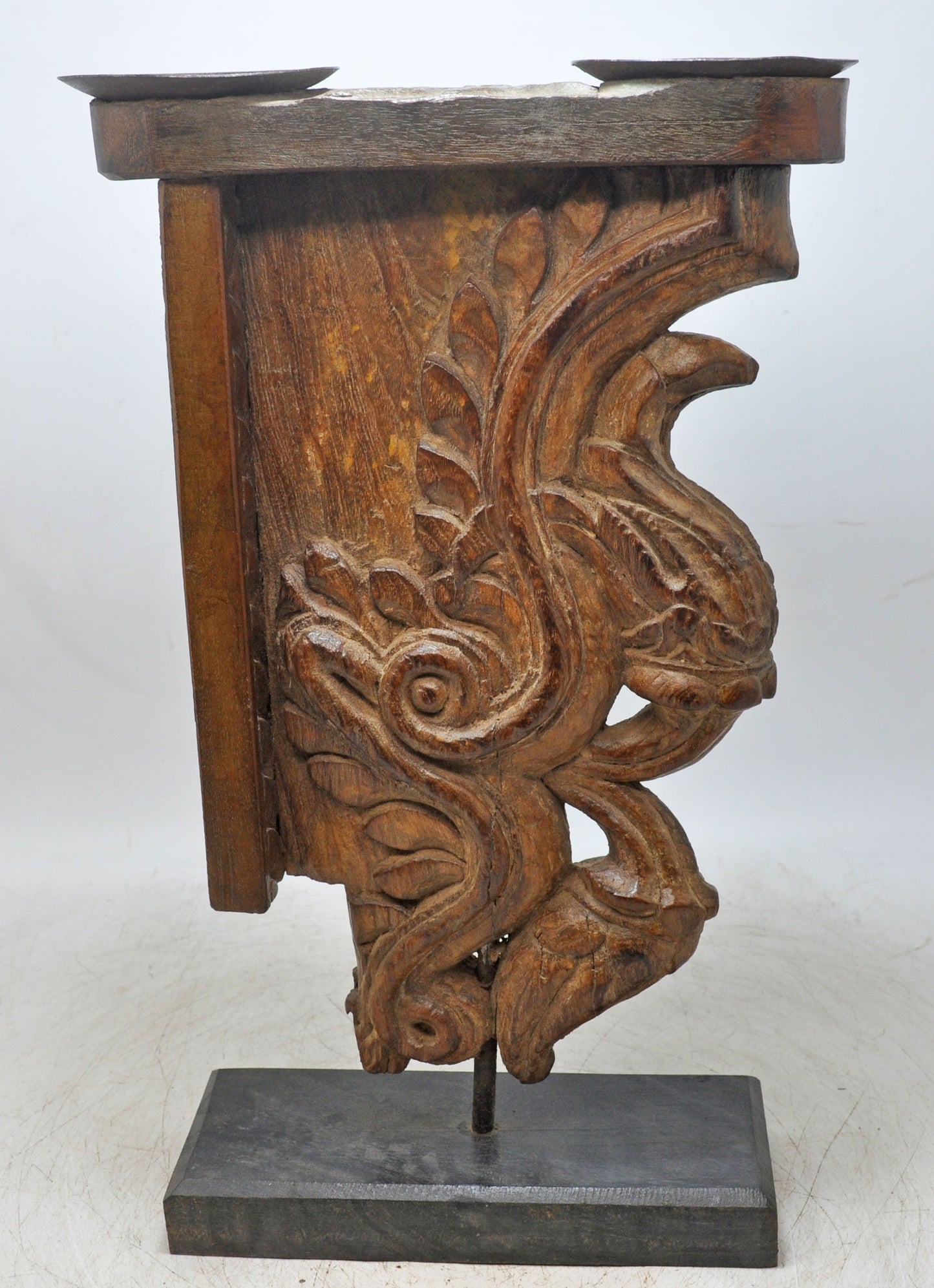 Antique Wooden Bracket Carving Candle Holder Original Old Hand Carved