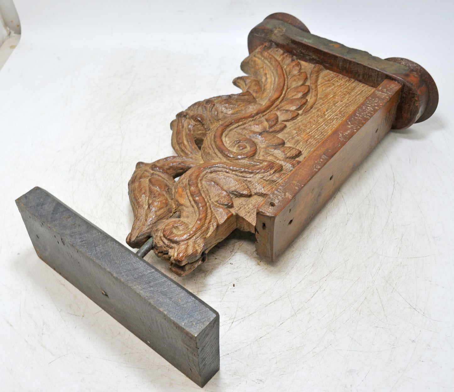 Antique Wooden Bracket Carving Candle Holder Original Old Hand Carved