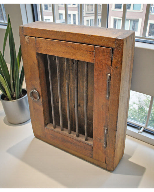 Vintage Wooden Wall Décor Key Hanging Cabinet Box Original Old Hand Crafted