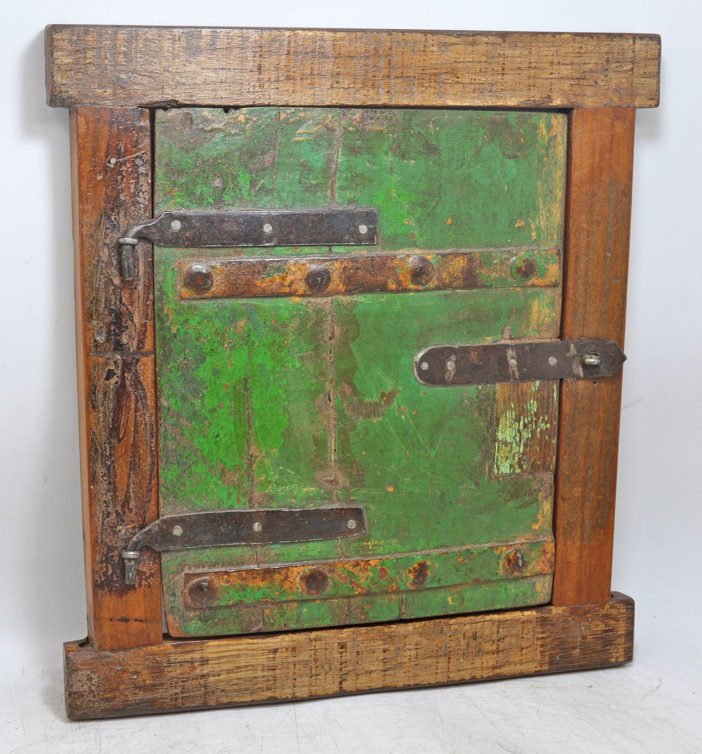 Antique Wooden Wall Décor Window Panel Frame Original Old Hand Crafted Painted