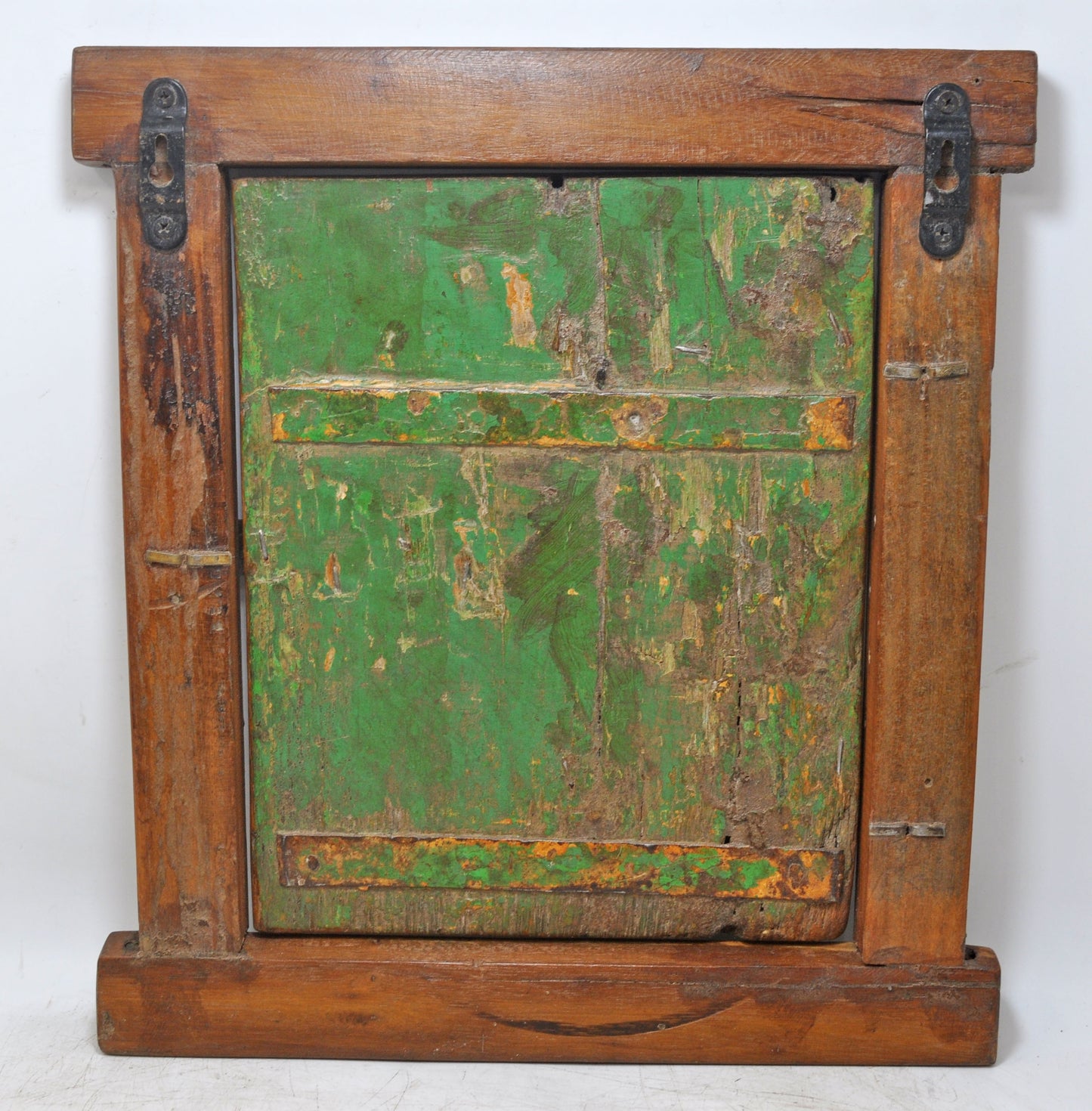 Antique Wooden Wall Décor Window Panel Frame Original Old Hand Crafted Painted