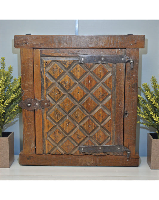 Antique Wooden Wall Décor Window Panel Frame Original Old Hand Crafted