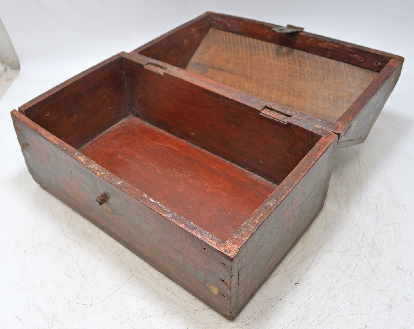 Vintage Wooden Hut Shape Storage Chest Box Original Old Hand Crafted Painted