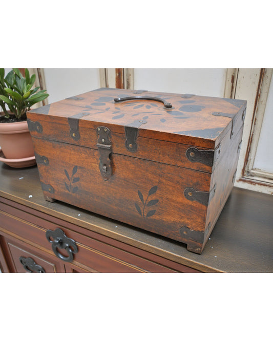Vintage Wooden Storage Chest Box Original Old Hand Crafted Metal Fitted