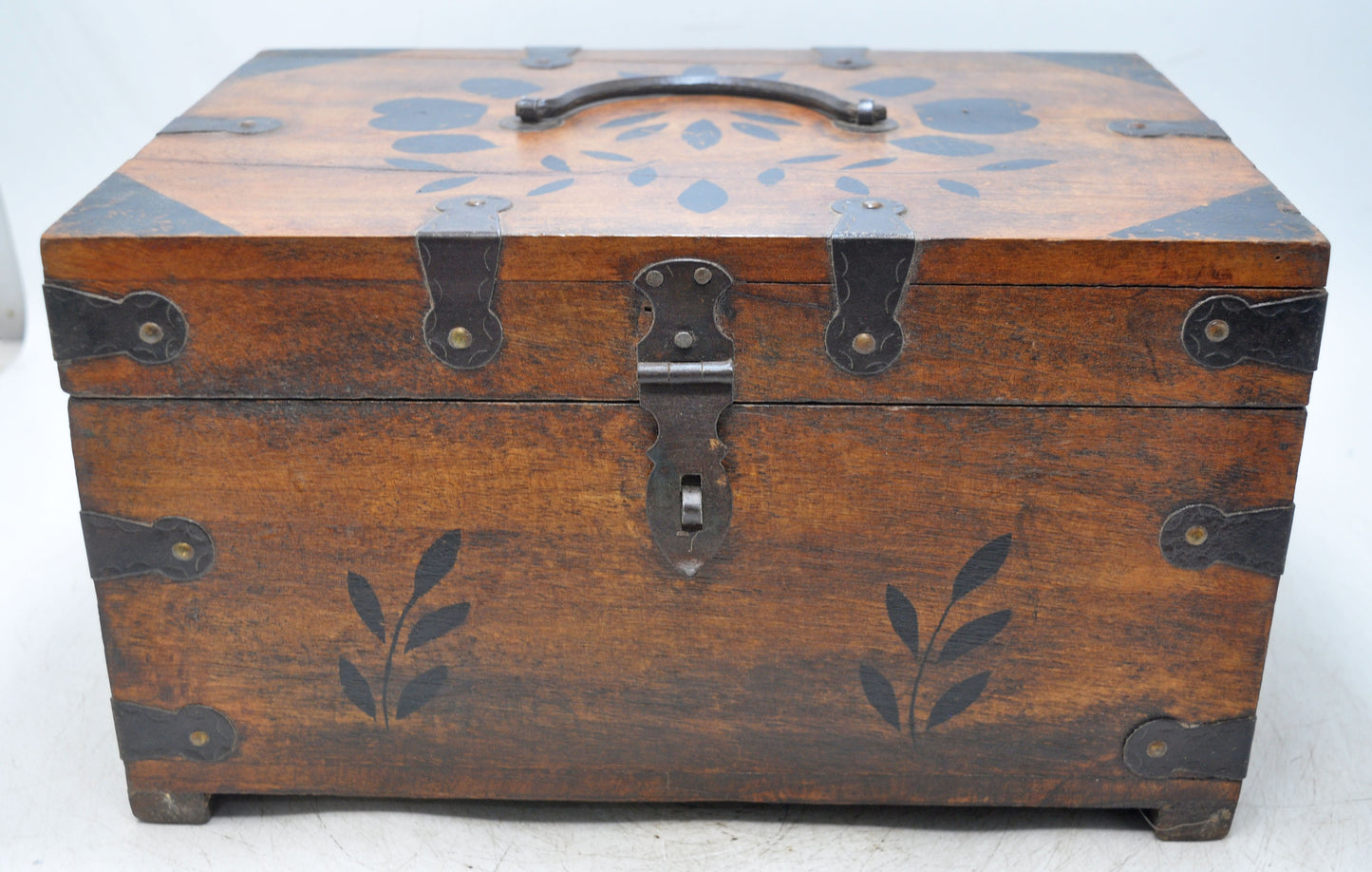 Vintage Wooden Storage Chest Box Original Old Hand Crafted Metal Fitted
