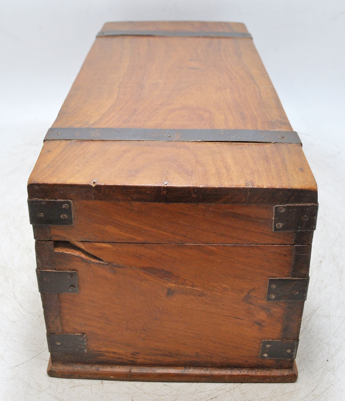 Vintage Wooden Storage Chest Box Original Old Hand Crafted Metal Fitted