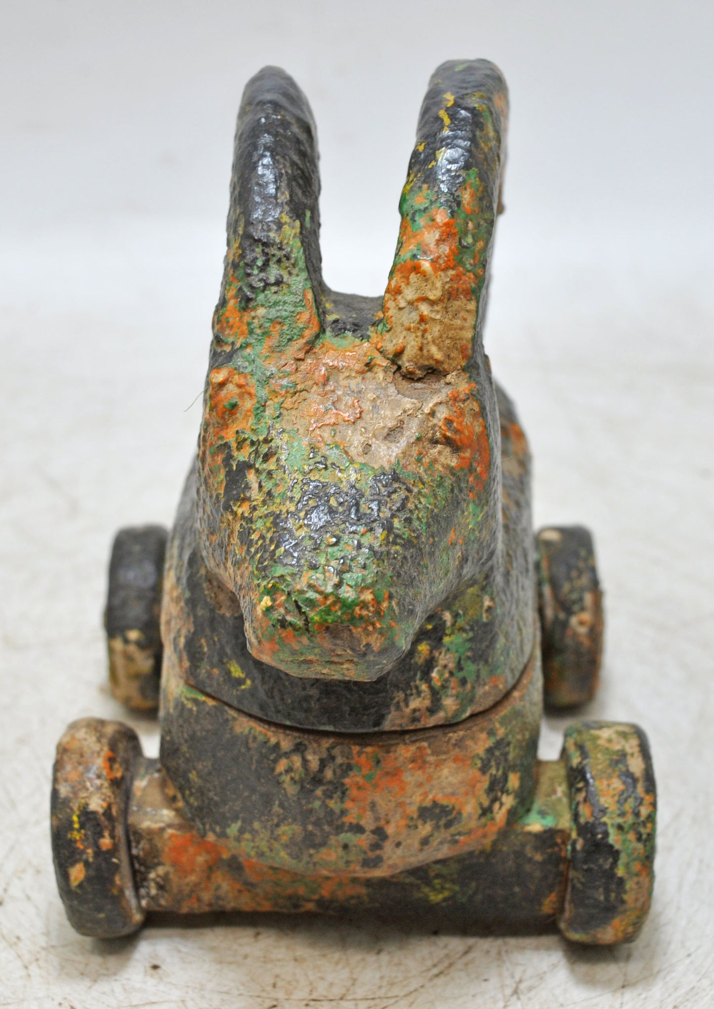 Hand Carved Wooden Ram on Wheels Figurine Spice Box Rustic Hand Painted