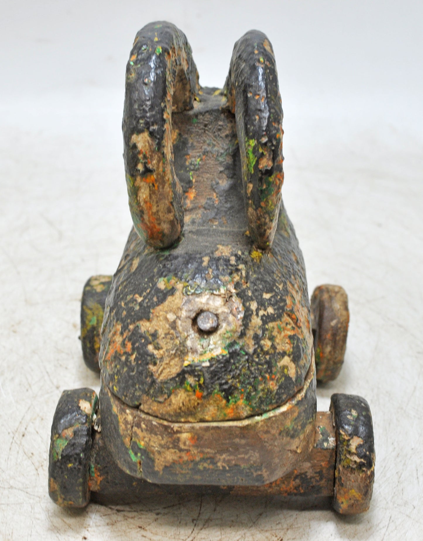 Hand Carved Wooden Ram on Wheels Figurine Spice Box Rustic Hand Painted