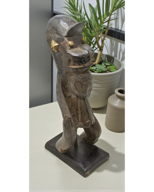 Antique Wooden Tribal Demon Figurine Original Old Fine Hand Carved