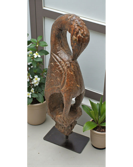 Antique Wooden Bird Figurine Original Old Fine Hand Carved