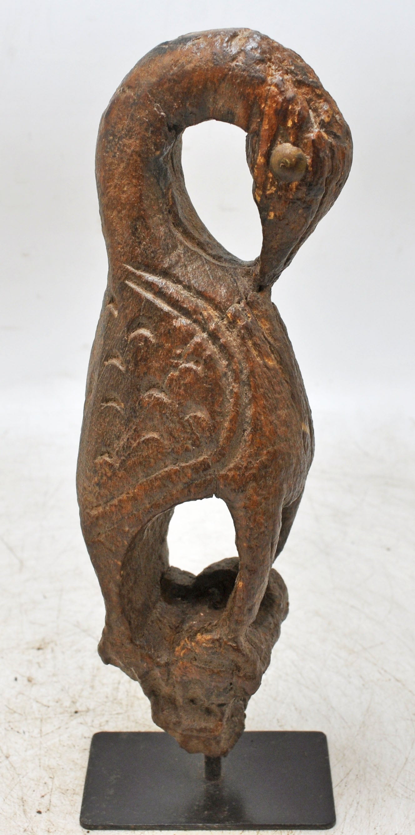 Antique Wooden Bird Figurine Original Old Fine Hand Carved