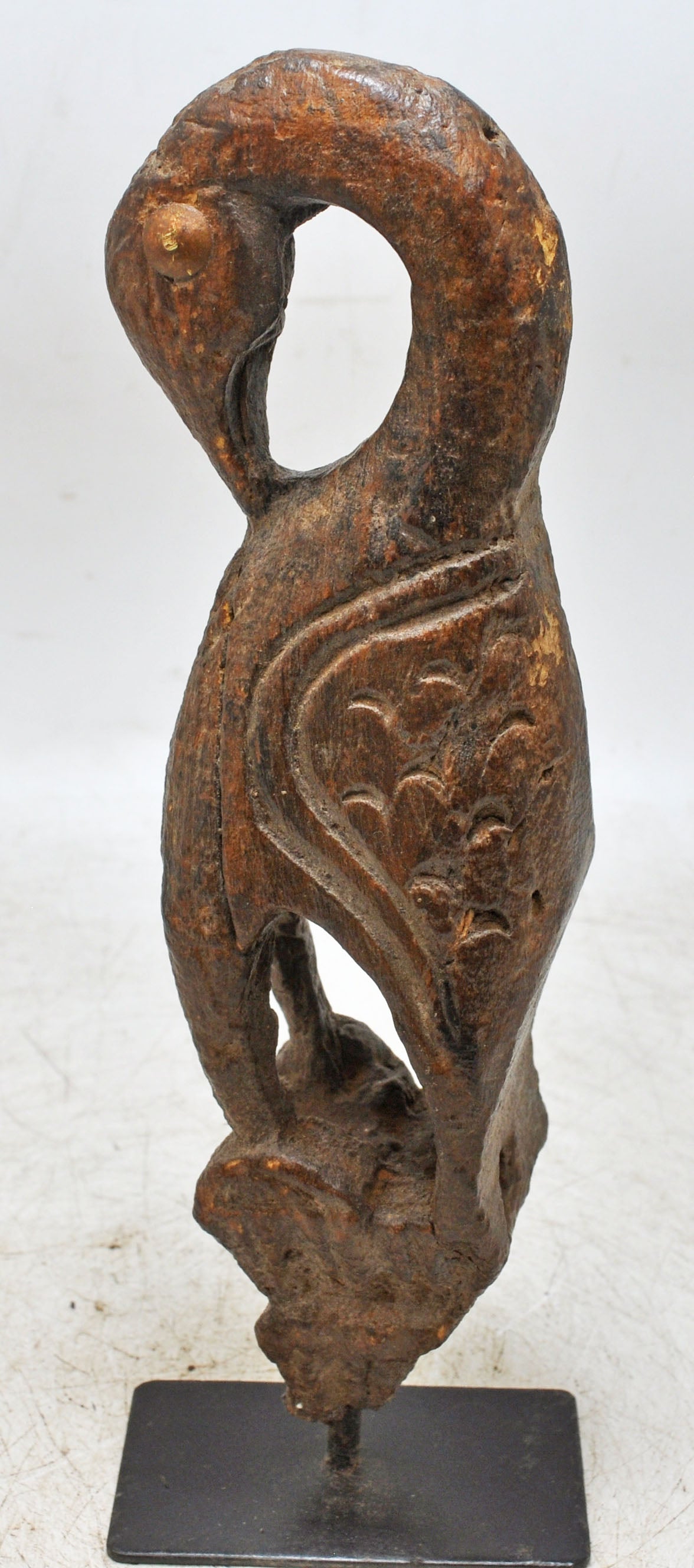 Antique Wooden Bird Figurine Original Old Fine Hand Carved