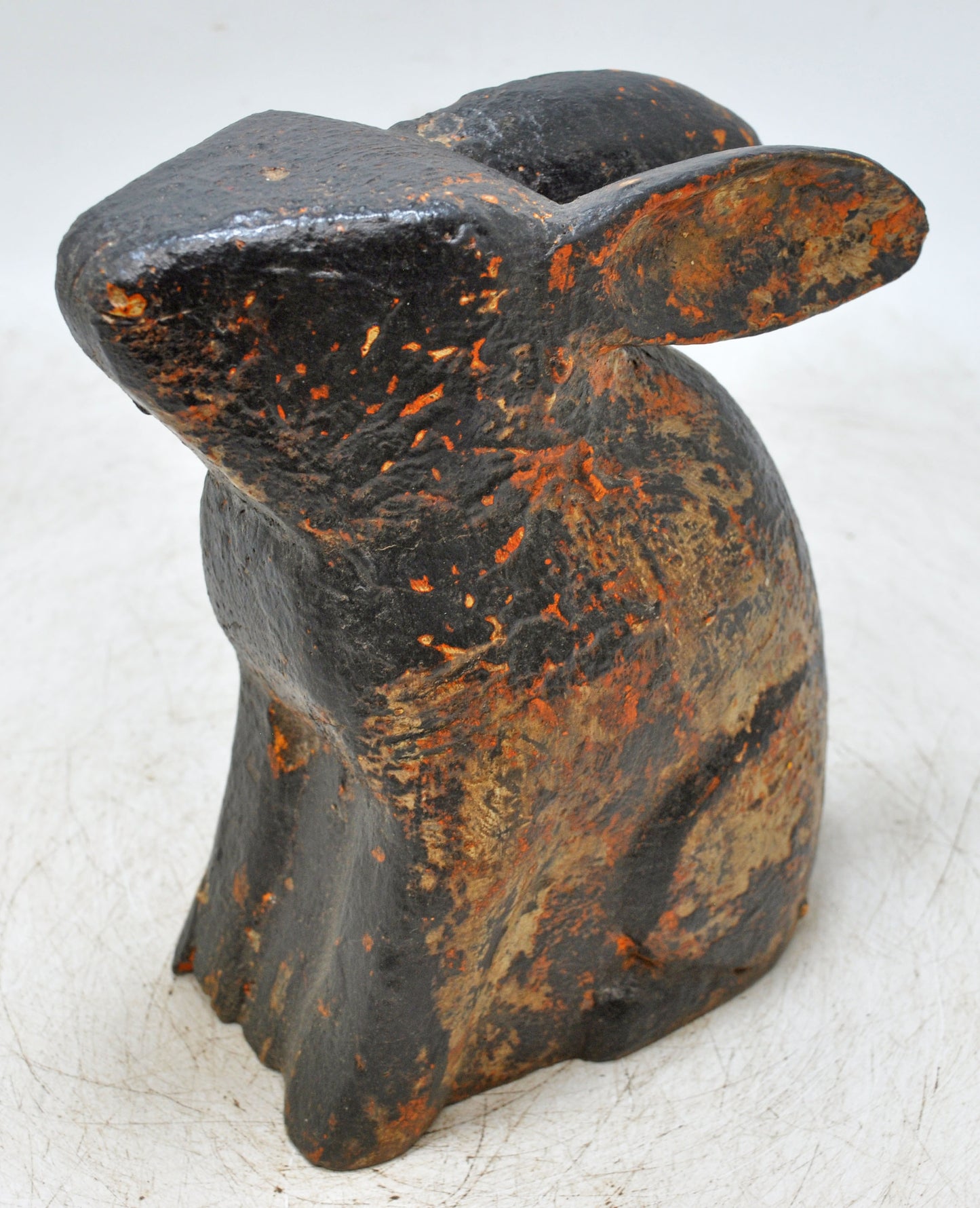 Hand Carved Wooden Rabbit Figurine Rustic Hand Painted