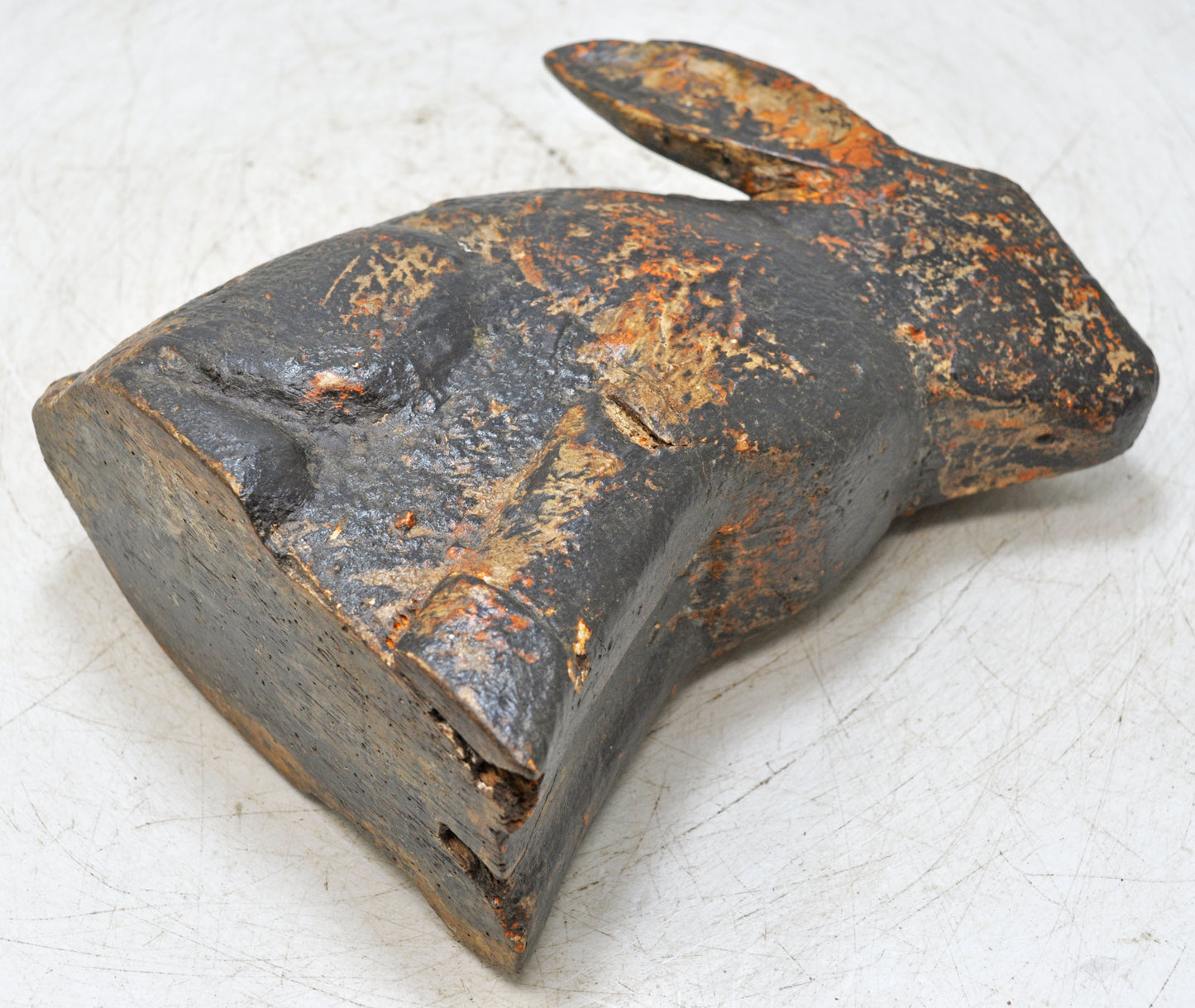 Hand Carved Wooden Rabbit Figurine Rustic Hand Painted