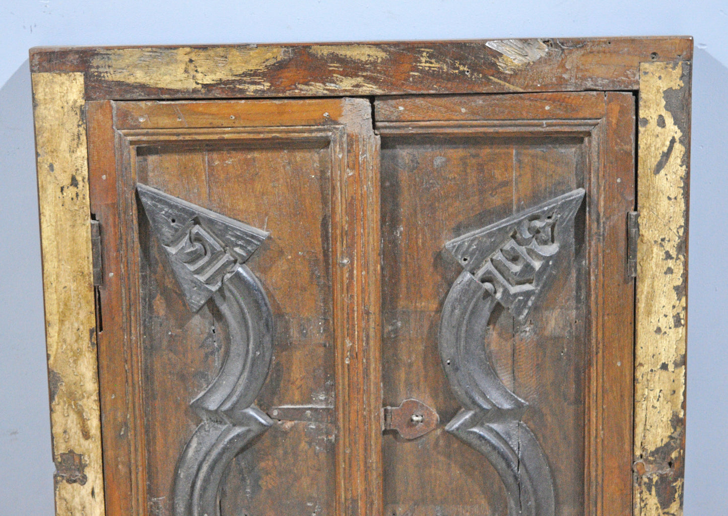 Antique Wooden Wall Décor Large Window Frame With 2 Panels Original Old Hand Crafted