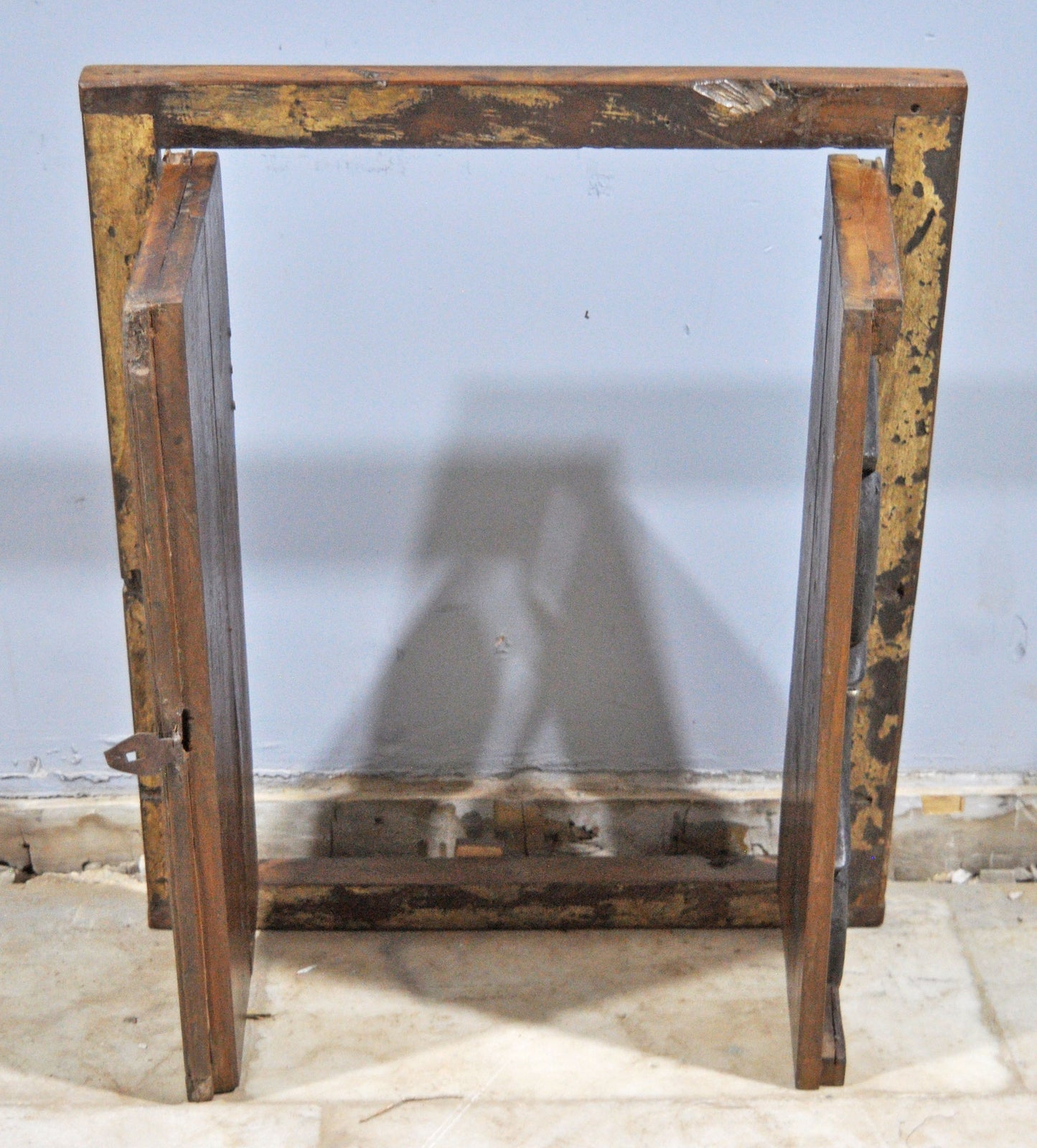 Antique Wooden Wall Décor Large Window Frame With 2 Panels Original Old Hand Crafted