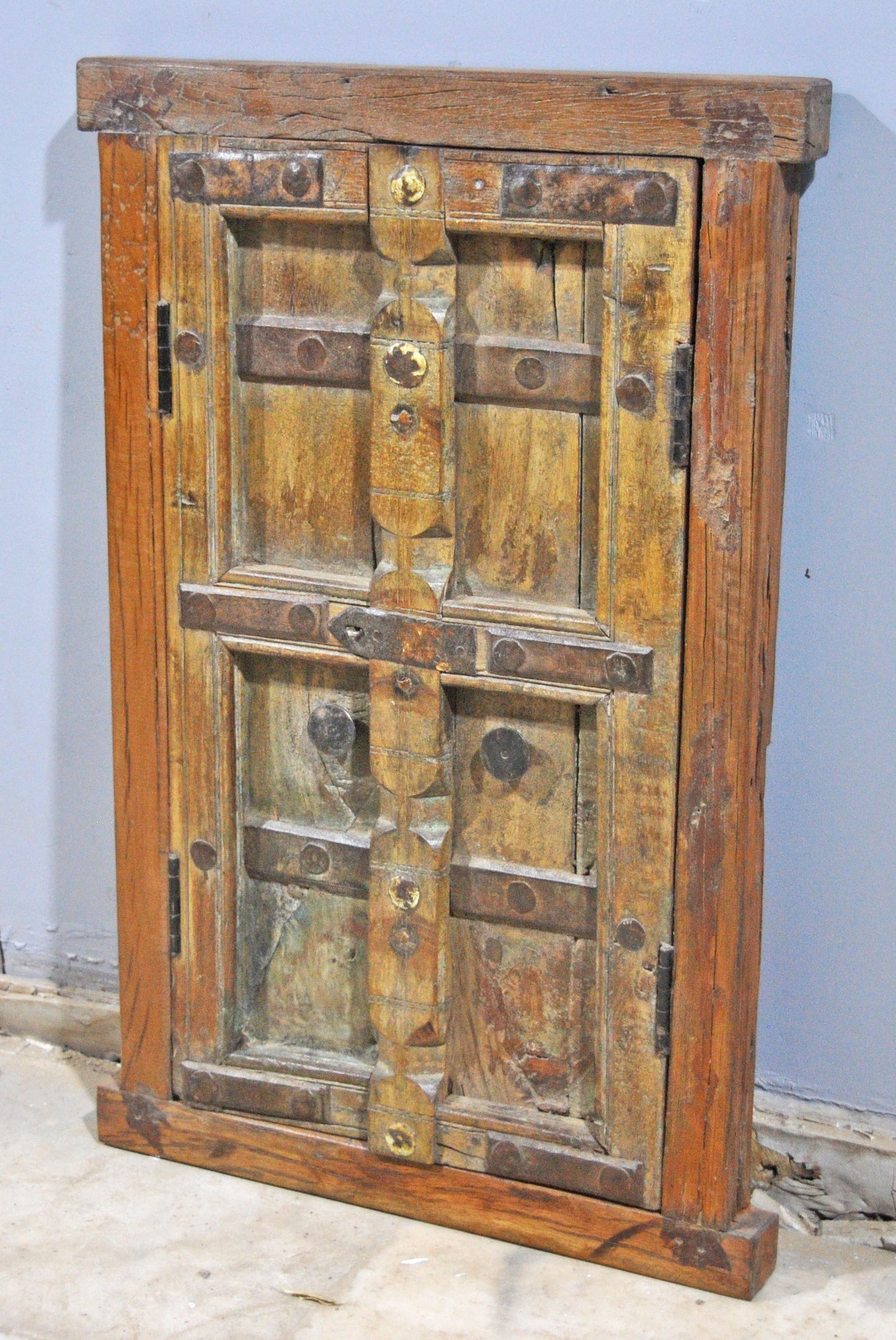 Antique Wooden Wall Décor Large Window Frame With 2 Panels Original Old Hand Crafted
