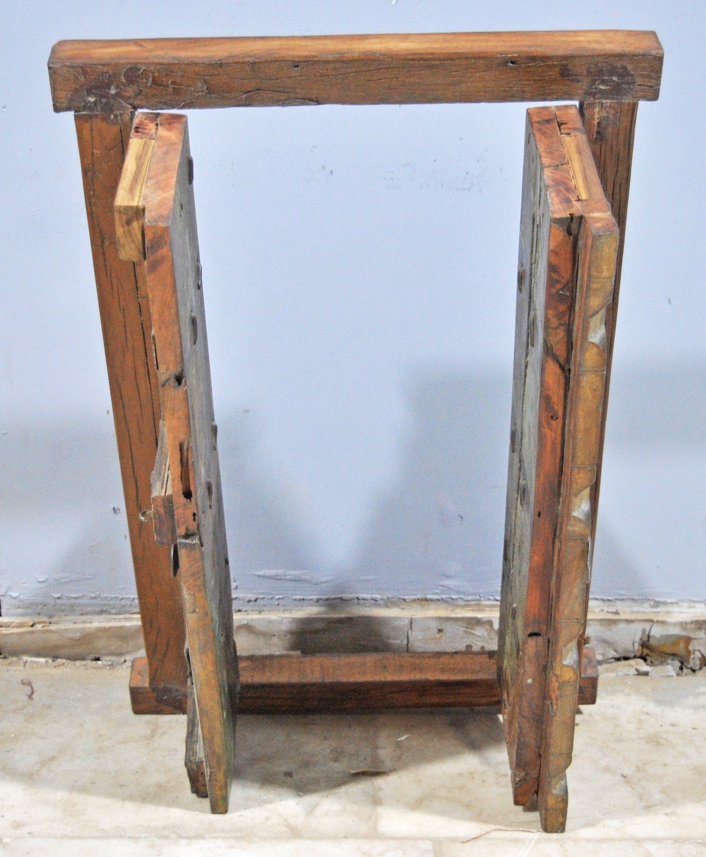 Antique Wooden Wall Décor Large Window Frame With 2 Panels Original Old Hand Crafted
