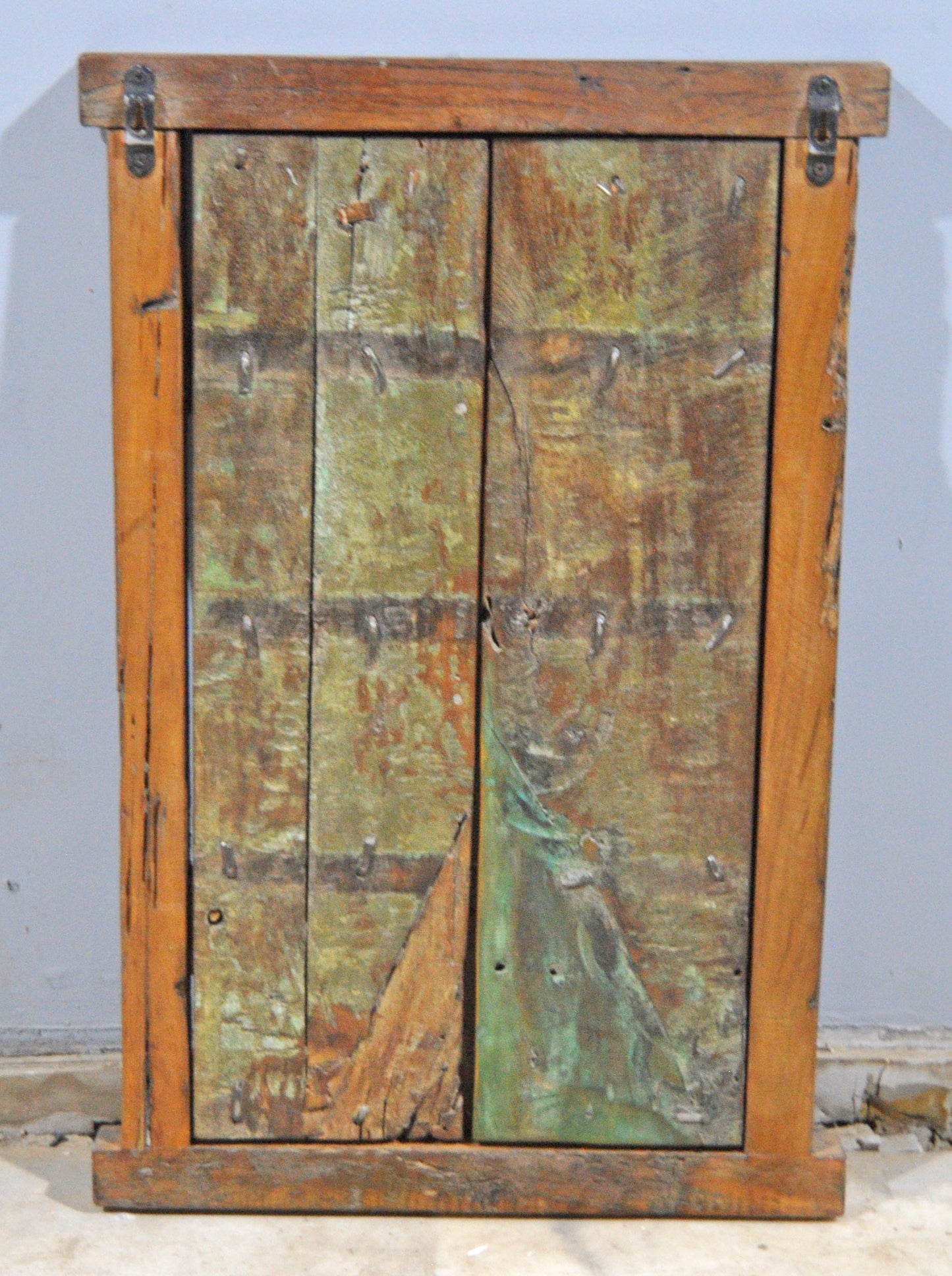 Antique Wooden Wall Décor Large Window Frame With 2 Panels Original Old Hand Crafted