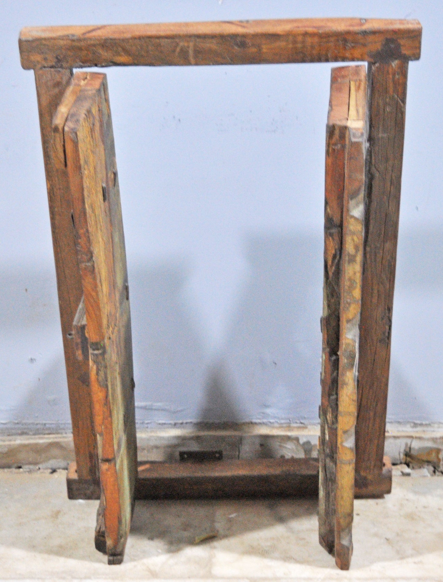 Antique Wooden Wall Décor Large Window Frame With 2 Panels Original Old Hand Crafted