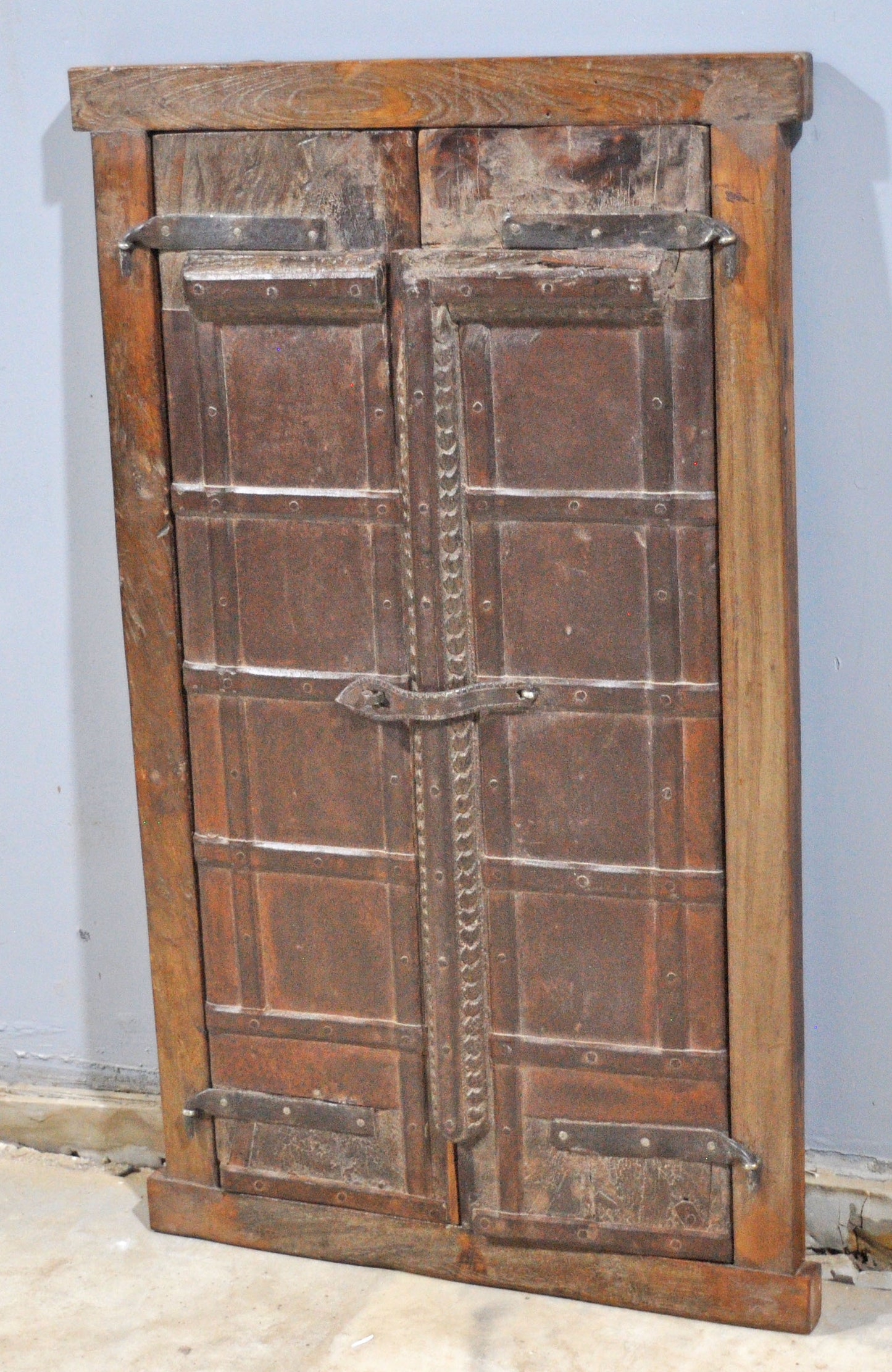 Antique Wooden Wall Décor Large Window Frame With 2 Panels Original Old Hand Crafted