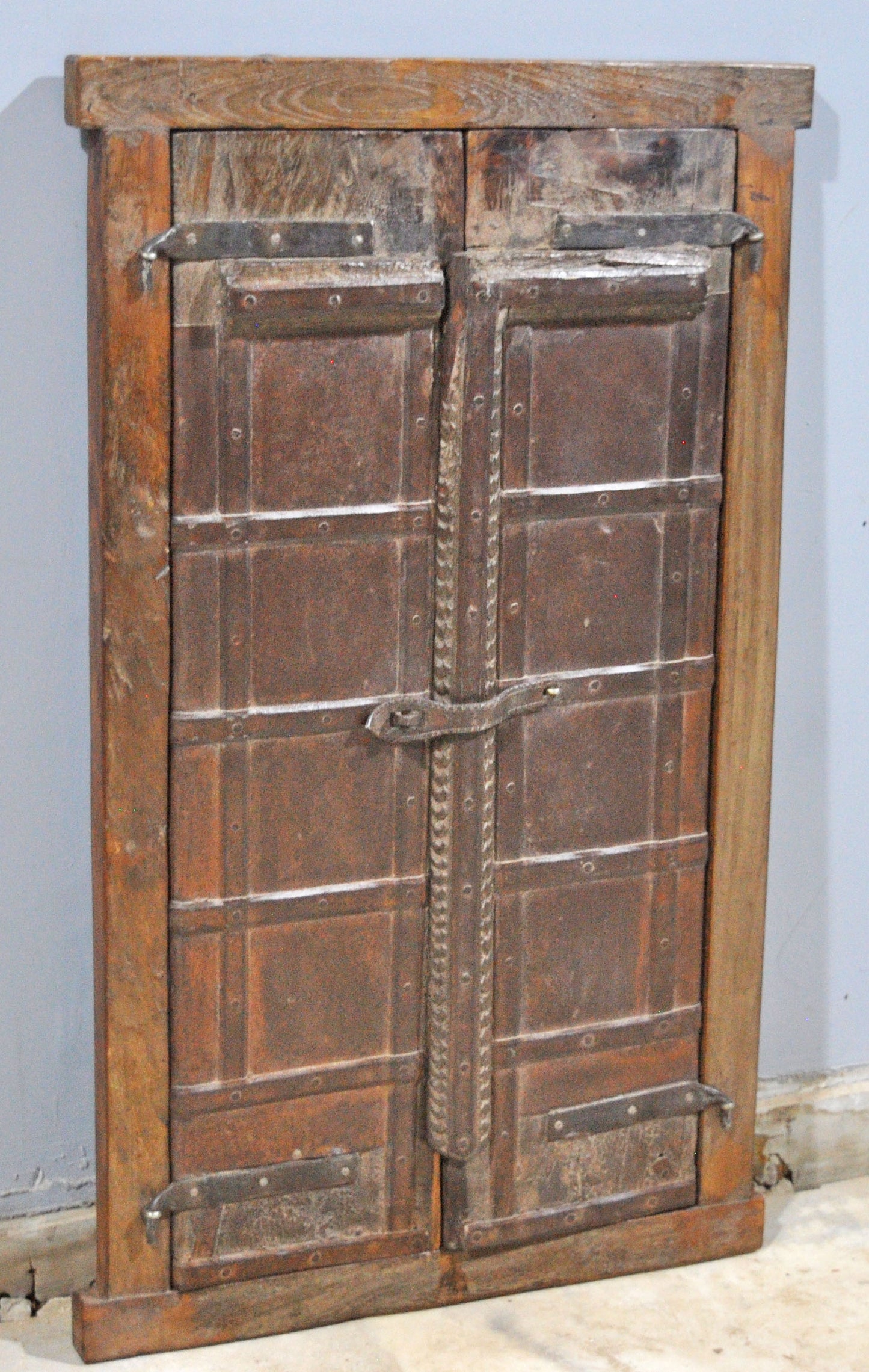 Antique Wooden Wall Décor Large Window Frame With 2 Panels Original Old Hand Crafted