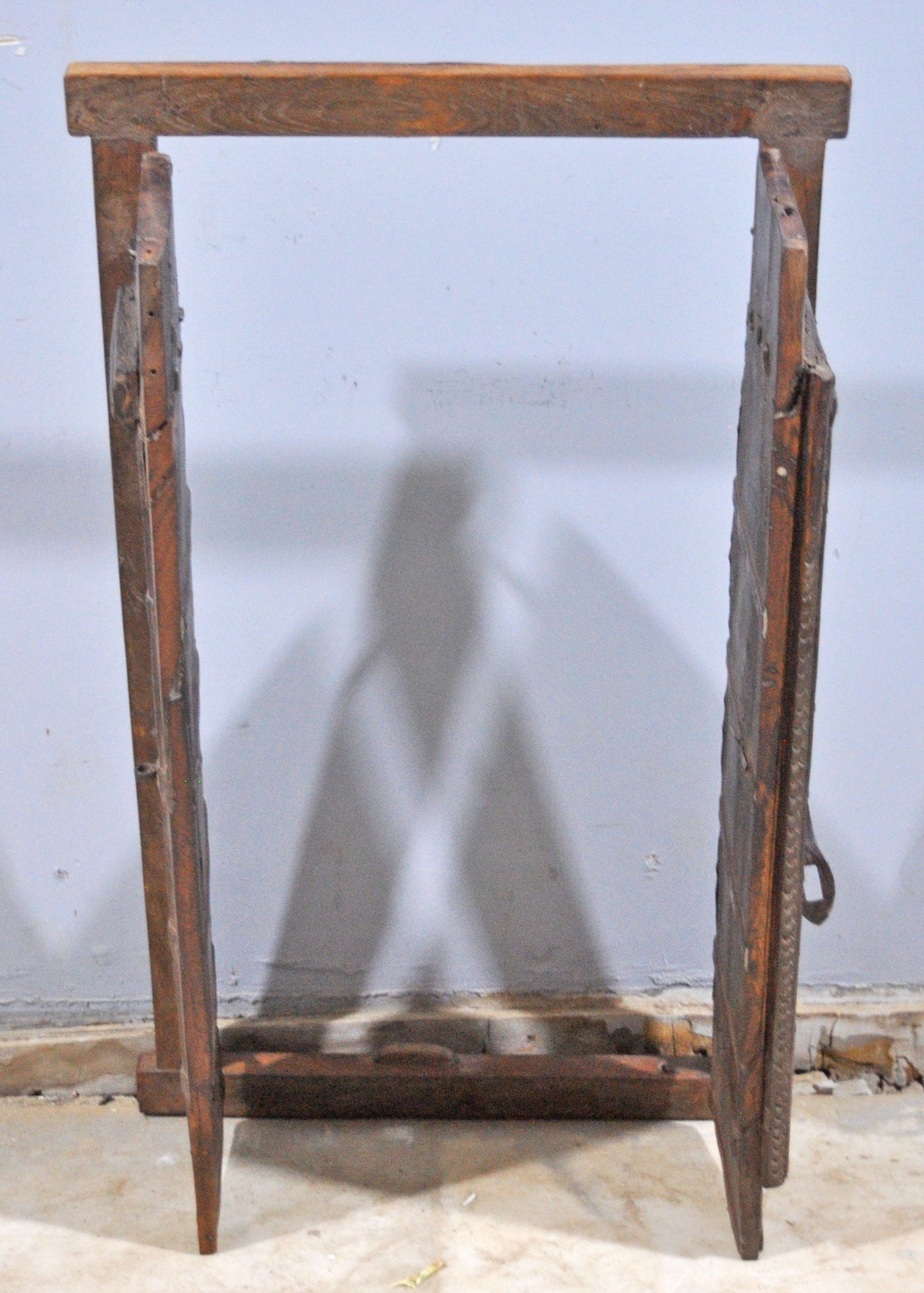 Antique Wooden Wall Décor Large Window Frame With 2 Panels Original Old Hand Crafted