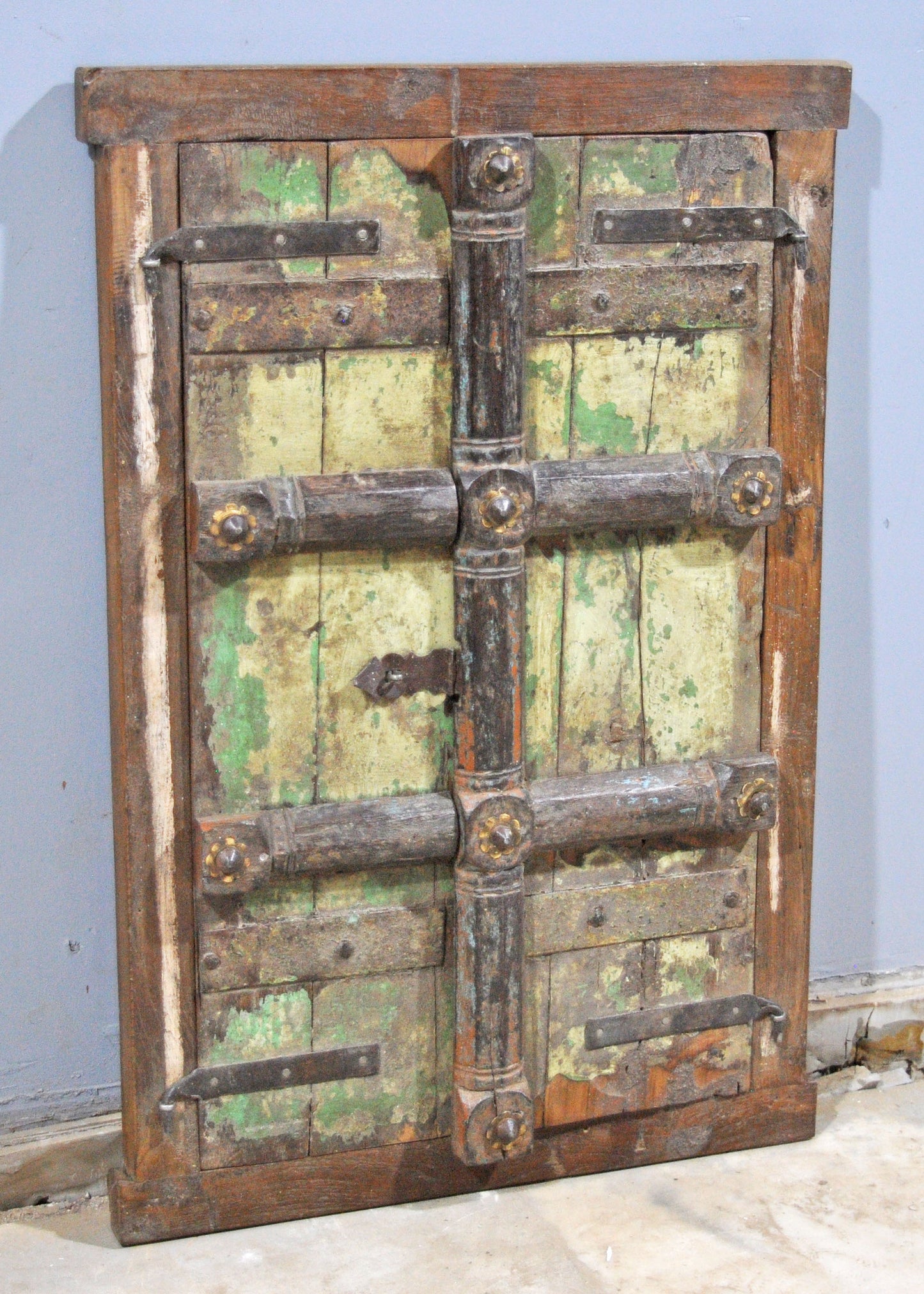 Antique Wooden Wall Décor Large Window Frame With 2 Panels Original Old Hand Crafted