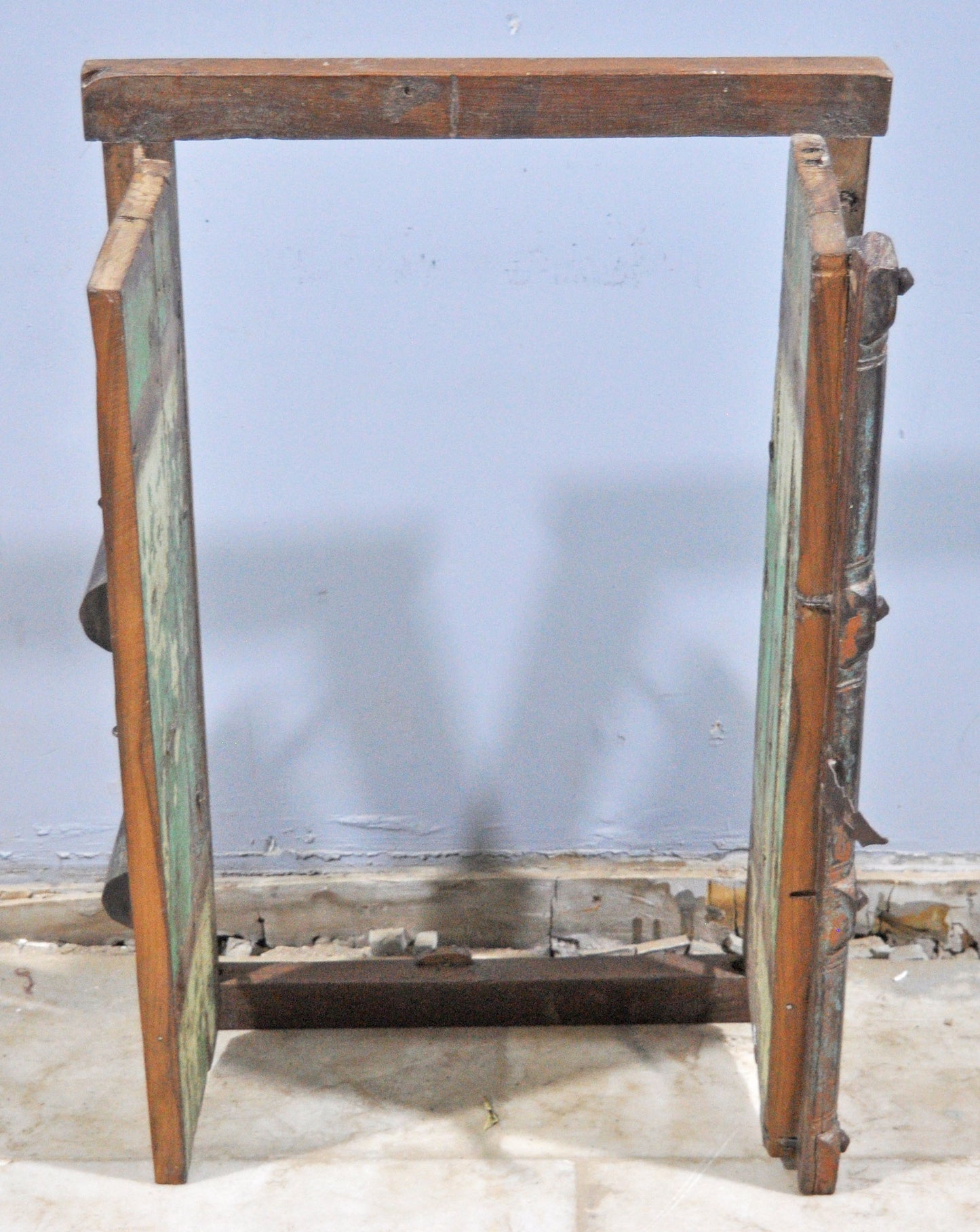 Antique Wooden Wall Décor Large Window Frame With 2 Panels Original Old Hand Crafted