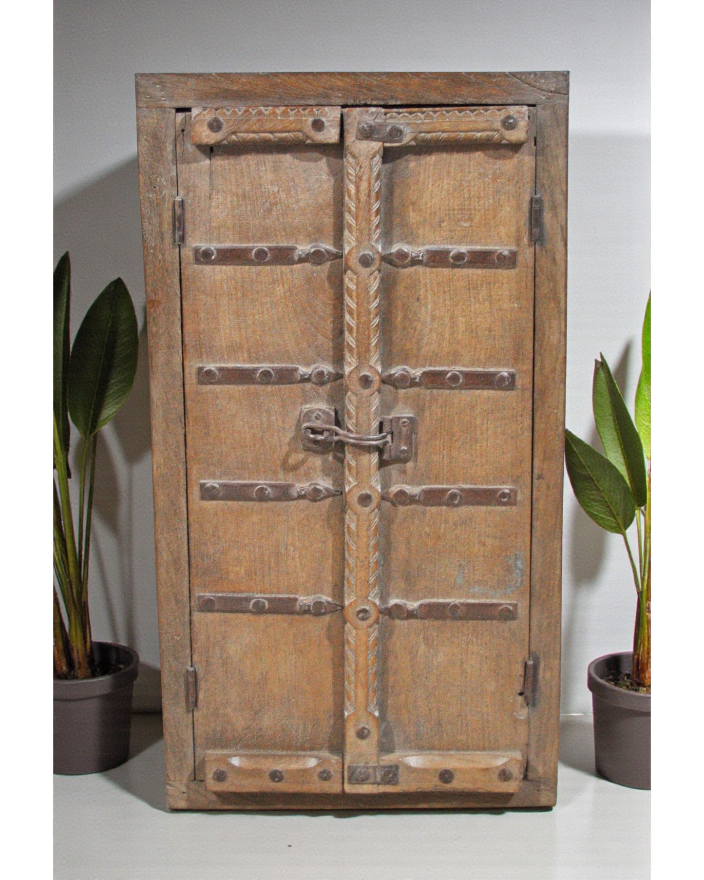 Antique Wooden Wall Décor Large Window Frame With 2 Panels Original Old Hand Crafted