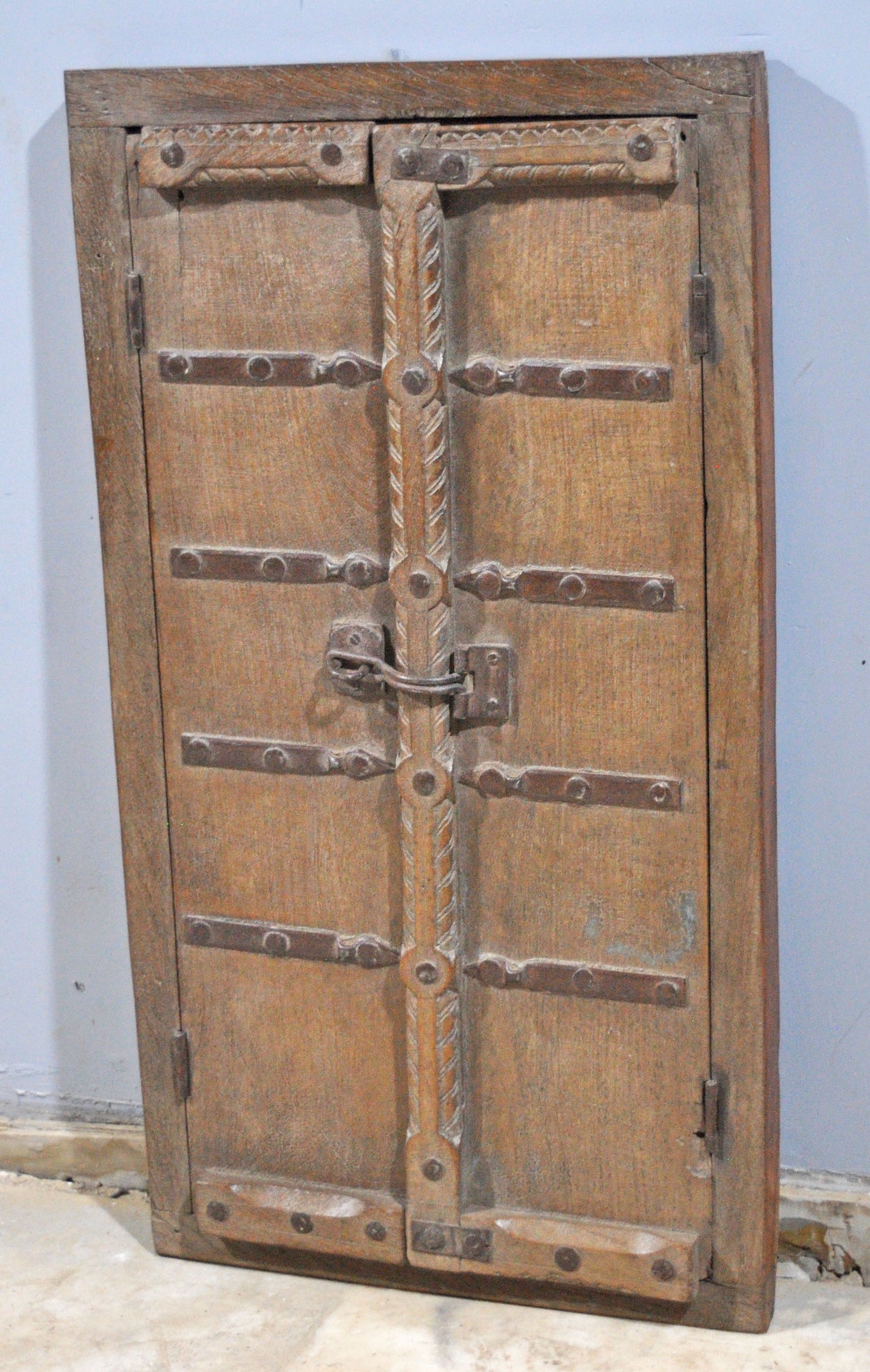 Antique Wooden Wall Décor Large Window Frame With 2 Panels Original Old Hand Crafted