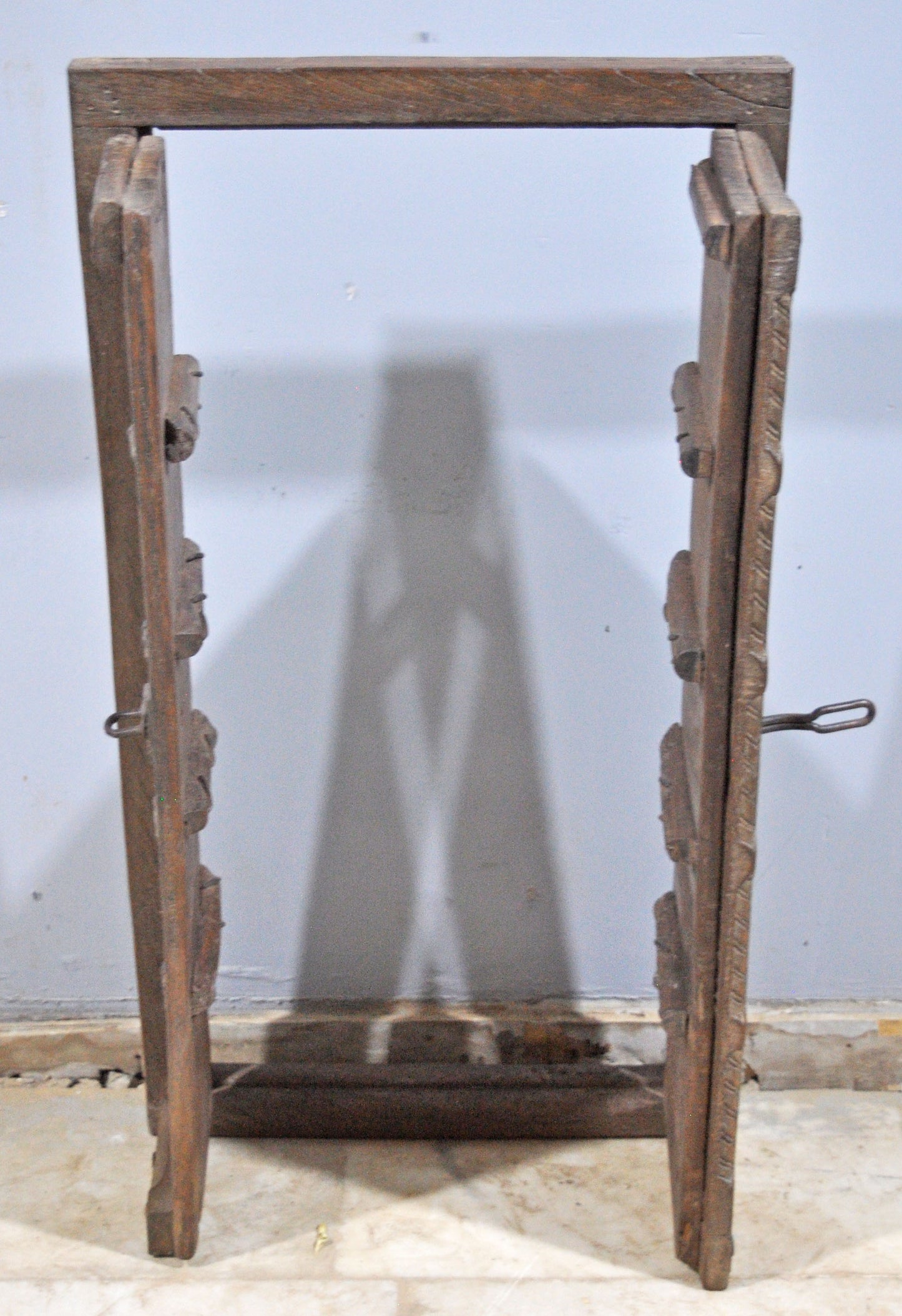 Antique Wooden Wall Décor Large Window Frame With 2 Panels Original Old Hand Crafted