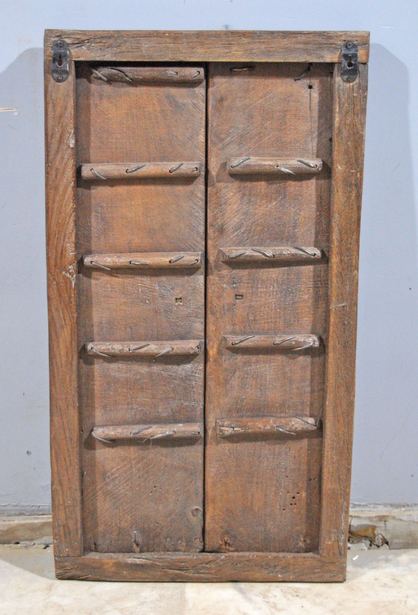 Antique Wooden Wall Décor Large Window Frame With 2 Panels Original Old Hand Crafted