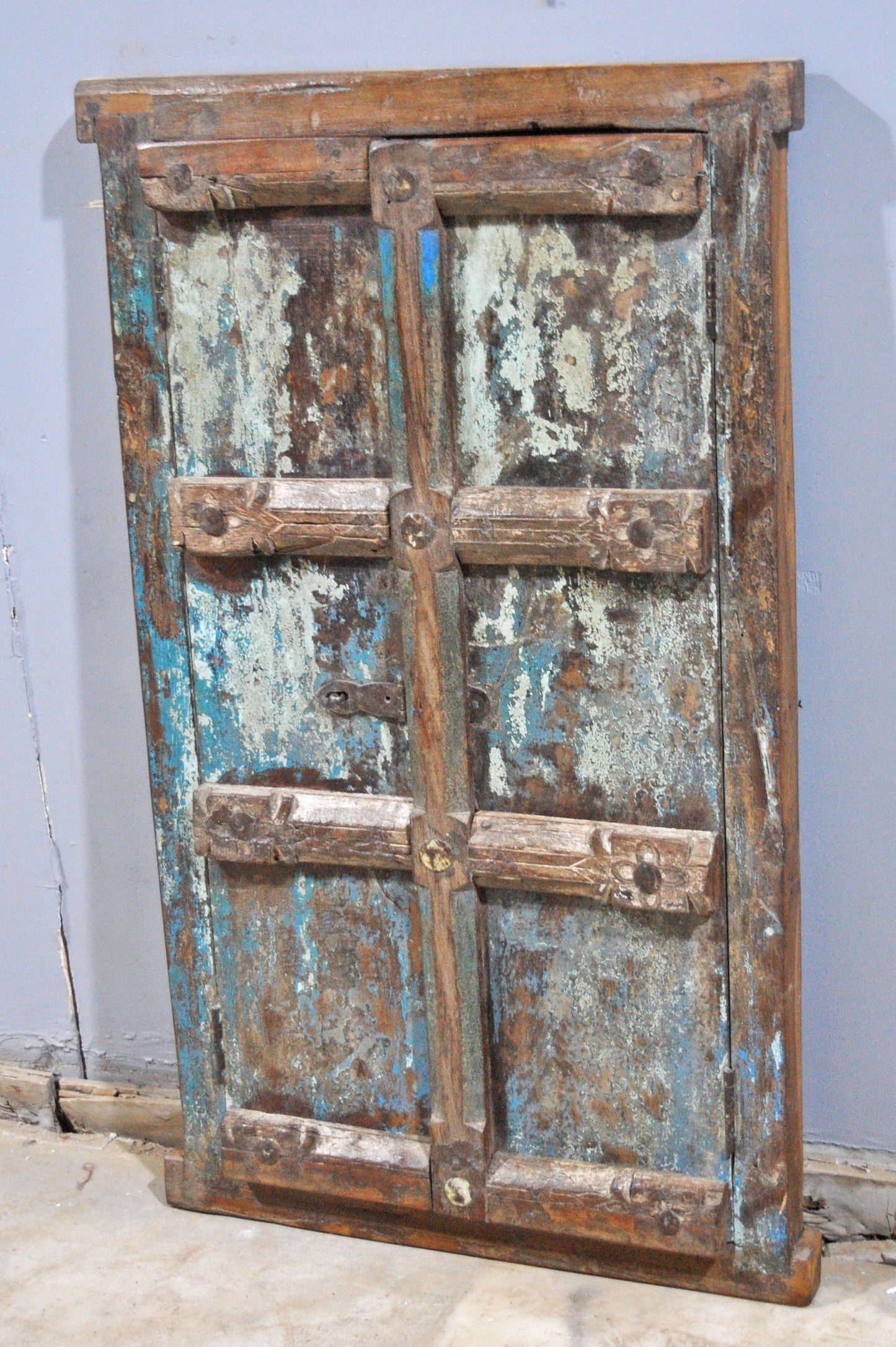 Antique Wooden Wall Décor Large Window Frame With 2 Panels Original Old Hand Crafted