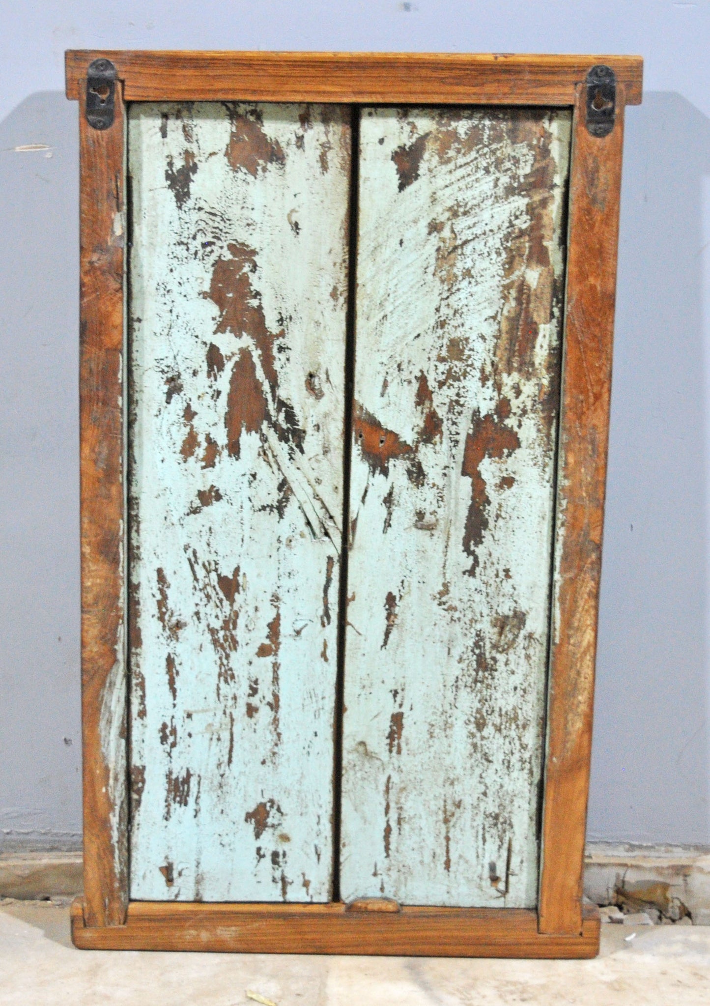 Antique Wooden Wall Décor Large Window Frame With 2 Panels Original Old Hand Crafted